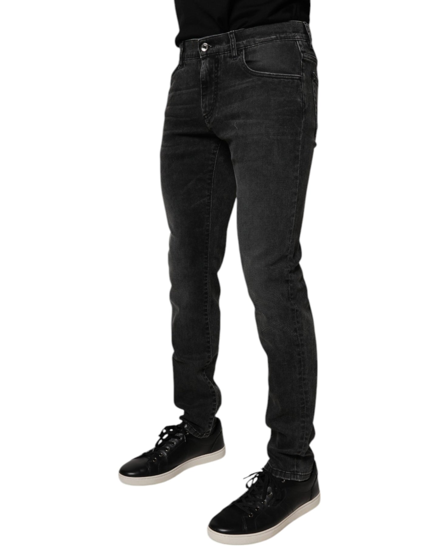 Dolce & Gabbana Black Cotton Stretch Skinny Men Denim Jeans by Dolce & Gabbana