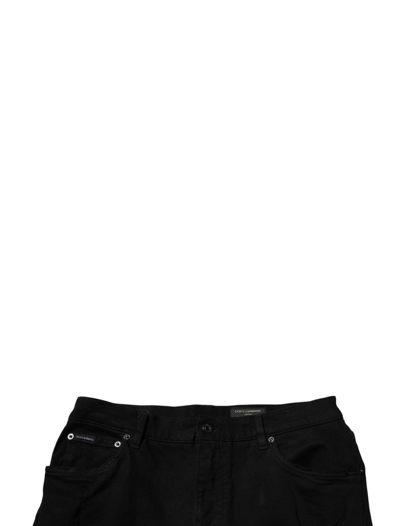 Dolce & Gabbana Black Tattered Cotton Skinny Men Denim Jeans by Dolce & Gabbana