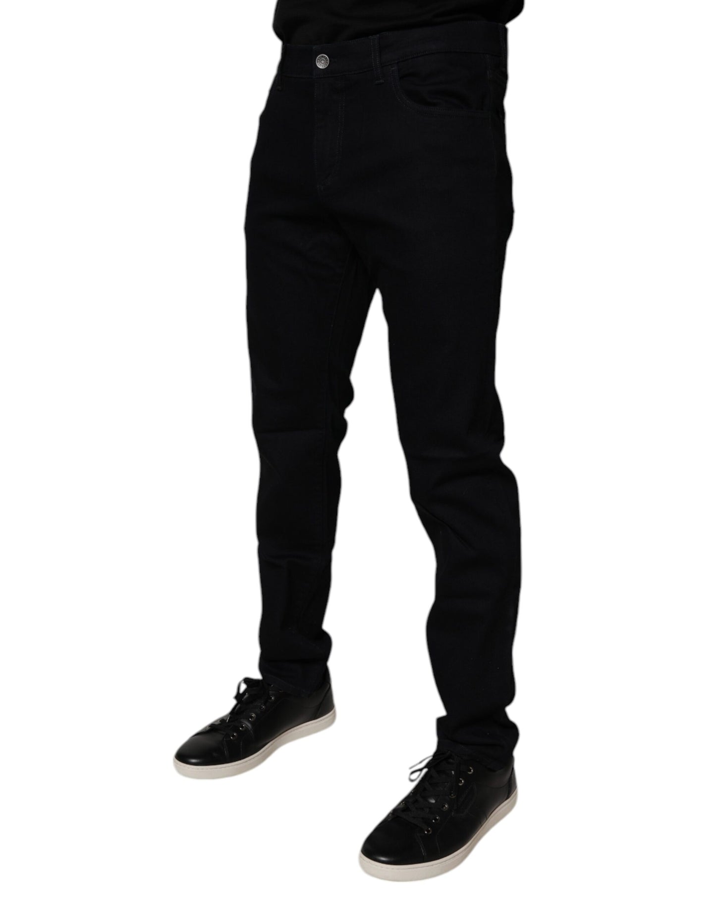 Dolce & Gabbana Black Cotton Stretch Slim Fit Men Denim Jeans by Dolce & Gabbana