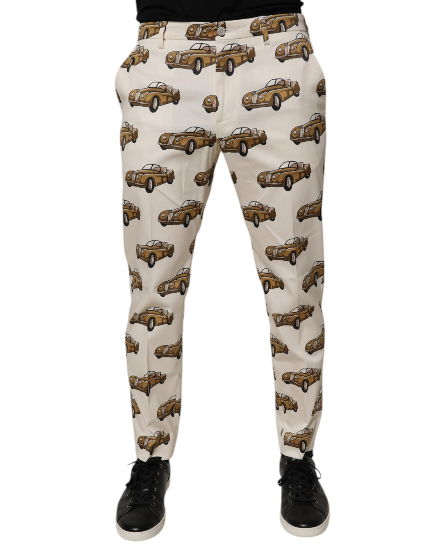 Dolce & Gabbana Off White Cars Cotton Skinny Men Denim Jeans by Dolce & Gabbana