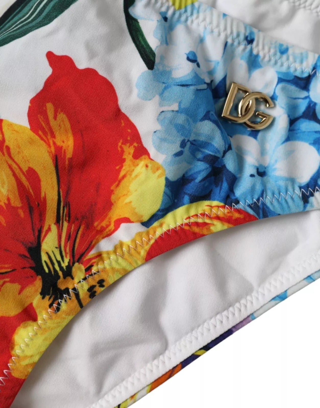 Bas de bikini à imprimé floral blanc Dolce & Gabbana