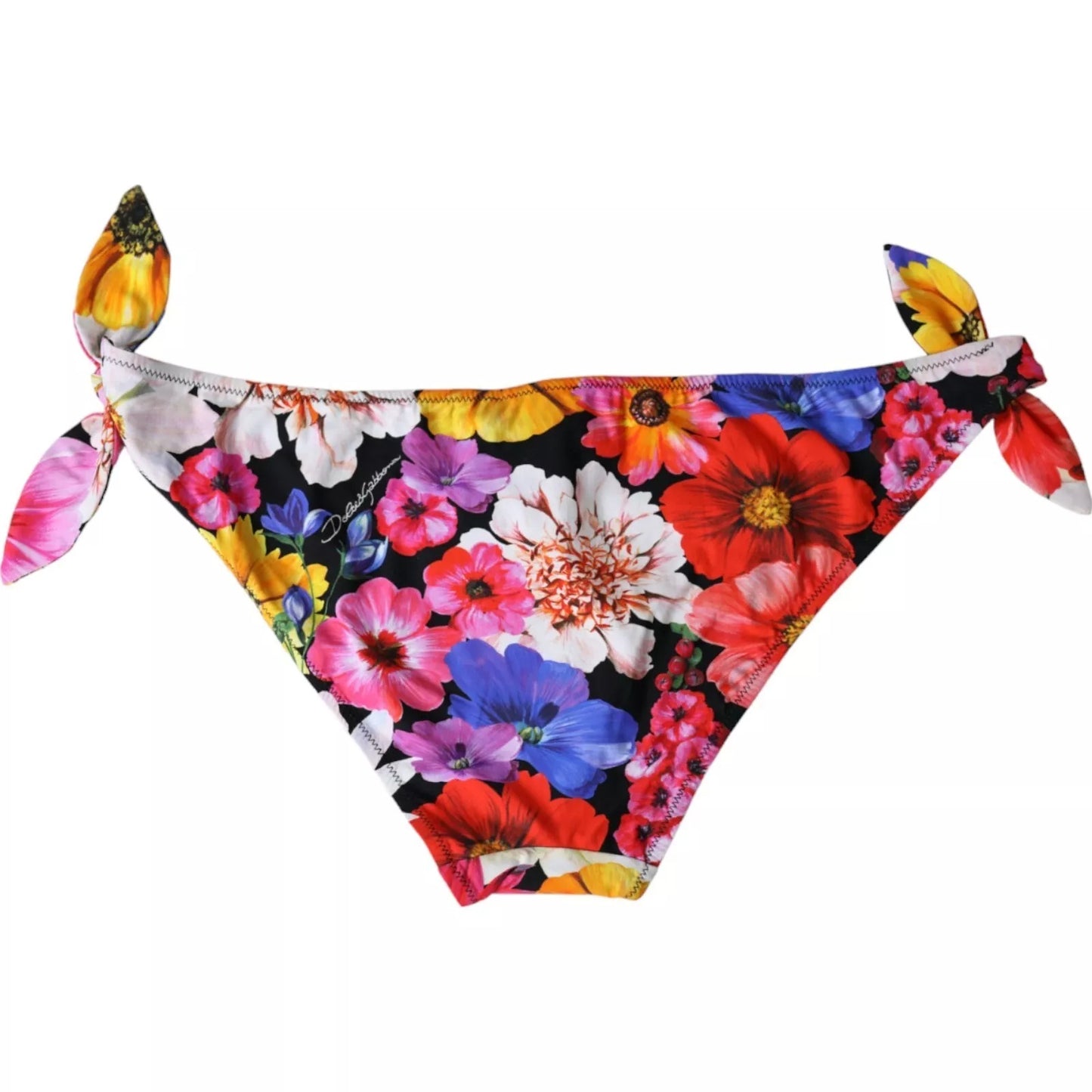 Bas de bikini noir à imprimé floral Dolce & Gabbana