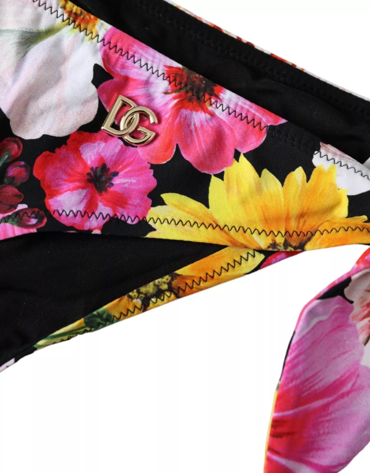 Bas de bikini noir à imprimé floral Dolce & Gabbana