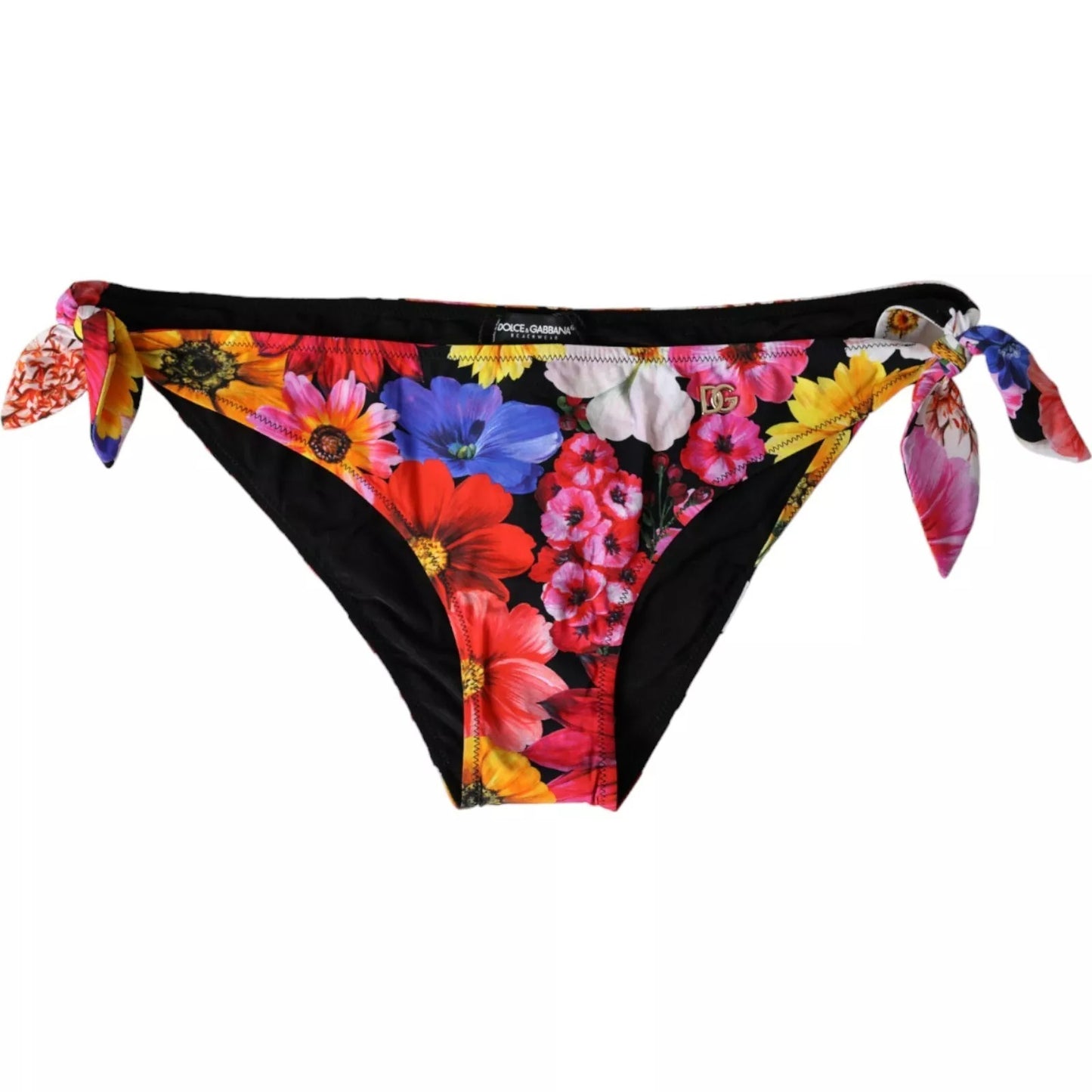 Bas de bikini noir à imprimé floral Dolce & Gabbana
