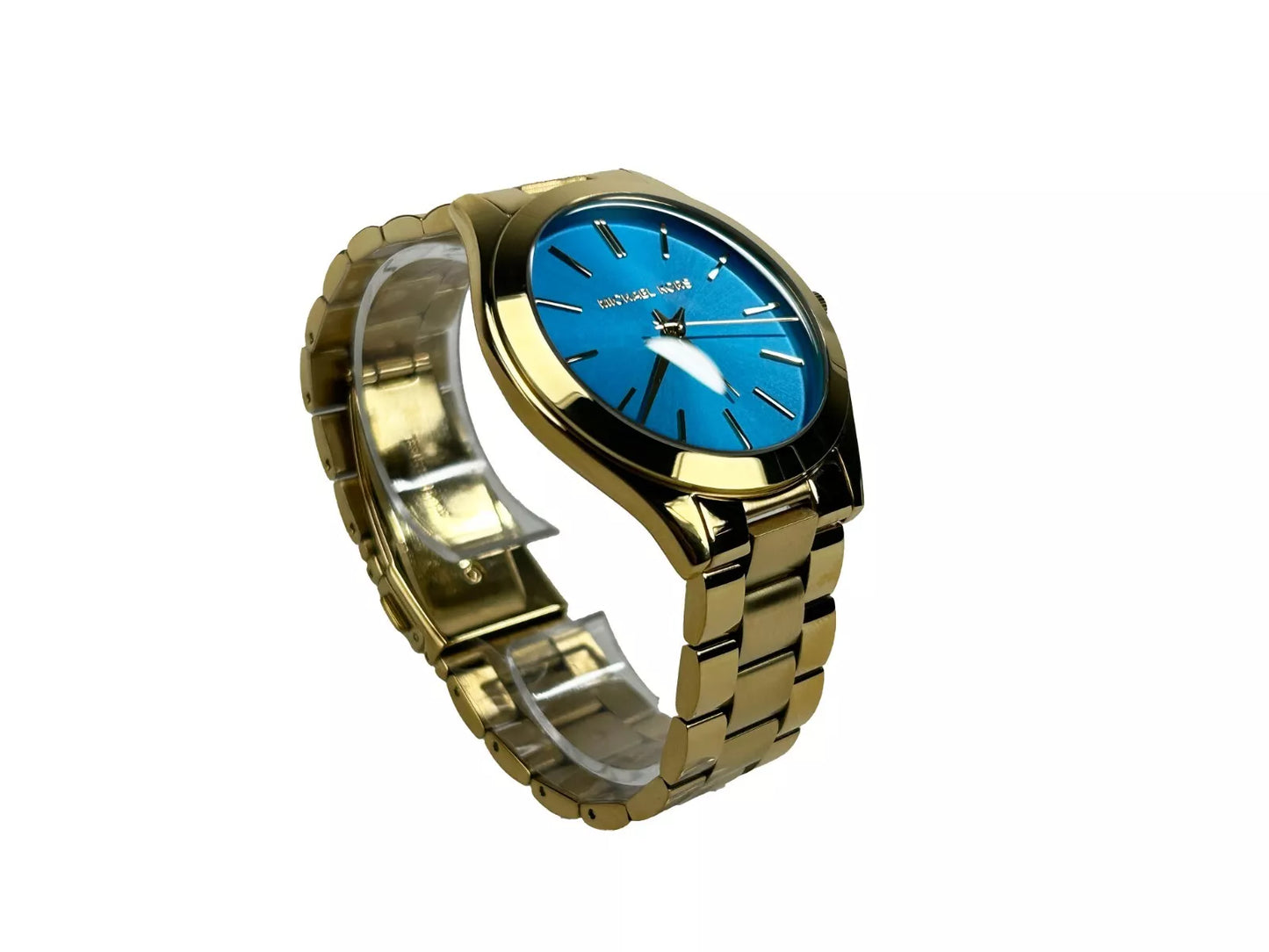 Montre Michael Kors Slim Runway en acier inoxydable MK3265 bleu or