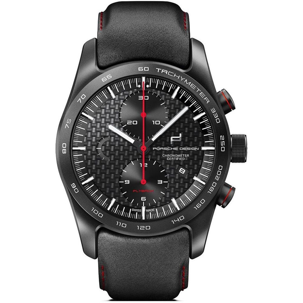Montre Porsche Design en cuir noir