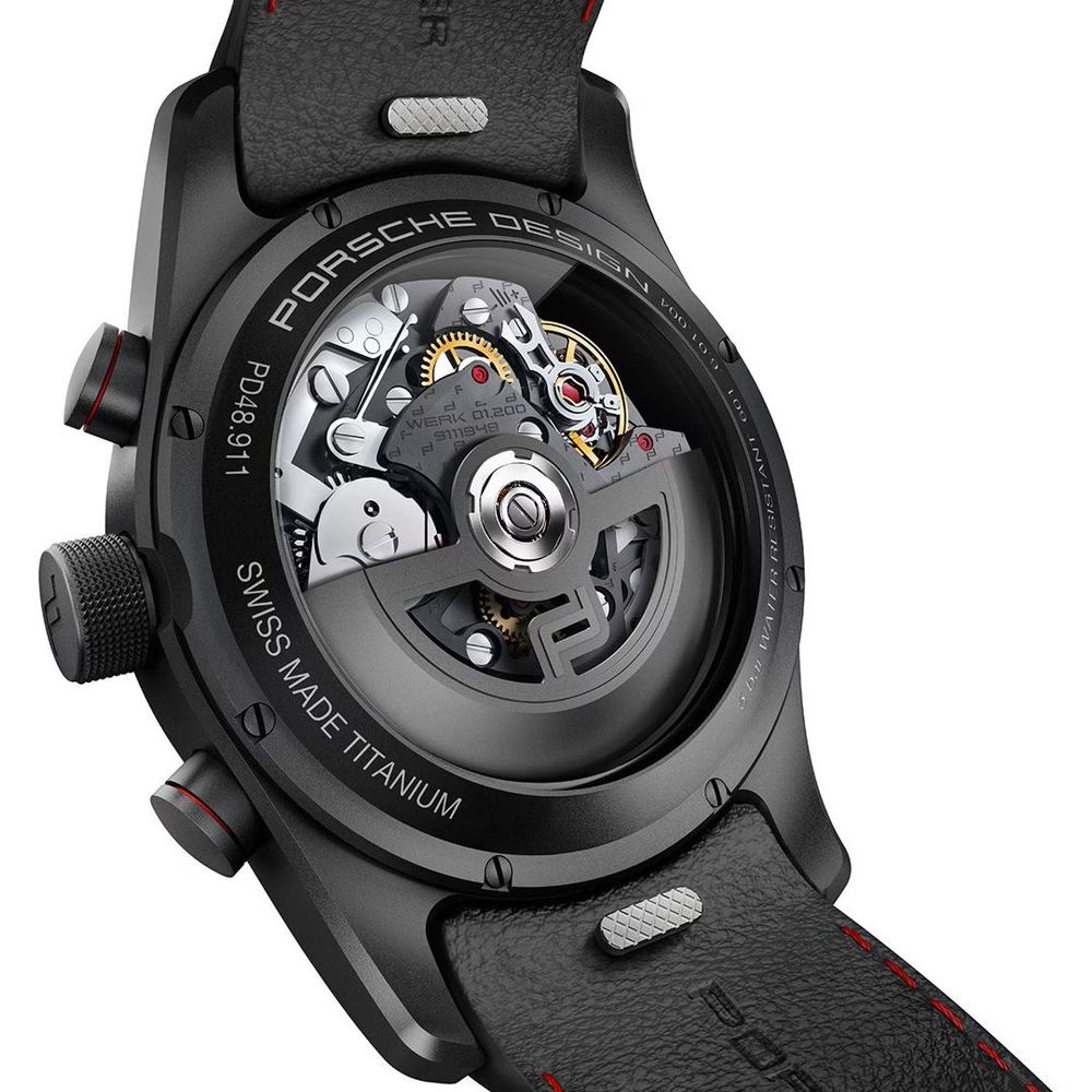 Montre Porsche Design en cuir noir