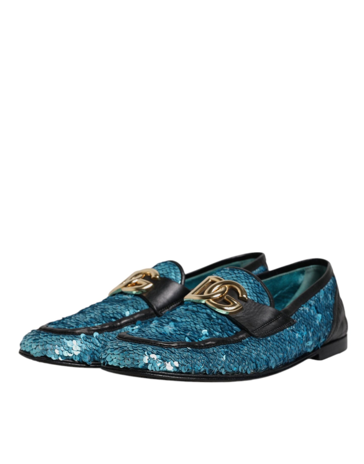 Mocassins à paillettes bleus Dolce & Gabbana, chaussures habillées habillées