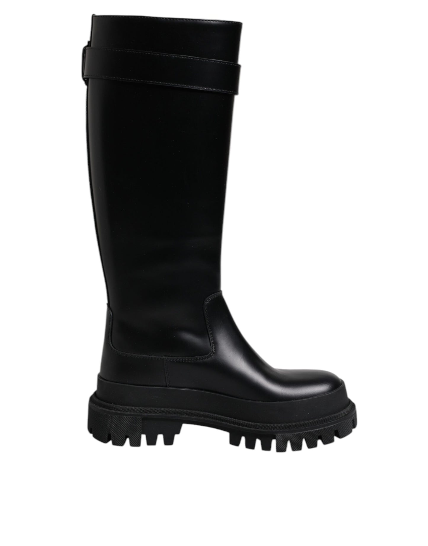 Dolce & Gabbana Black DG Logo Calf Leather High Boots Shoes by Dolce & Gabbana