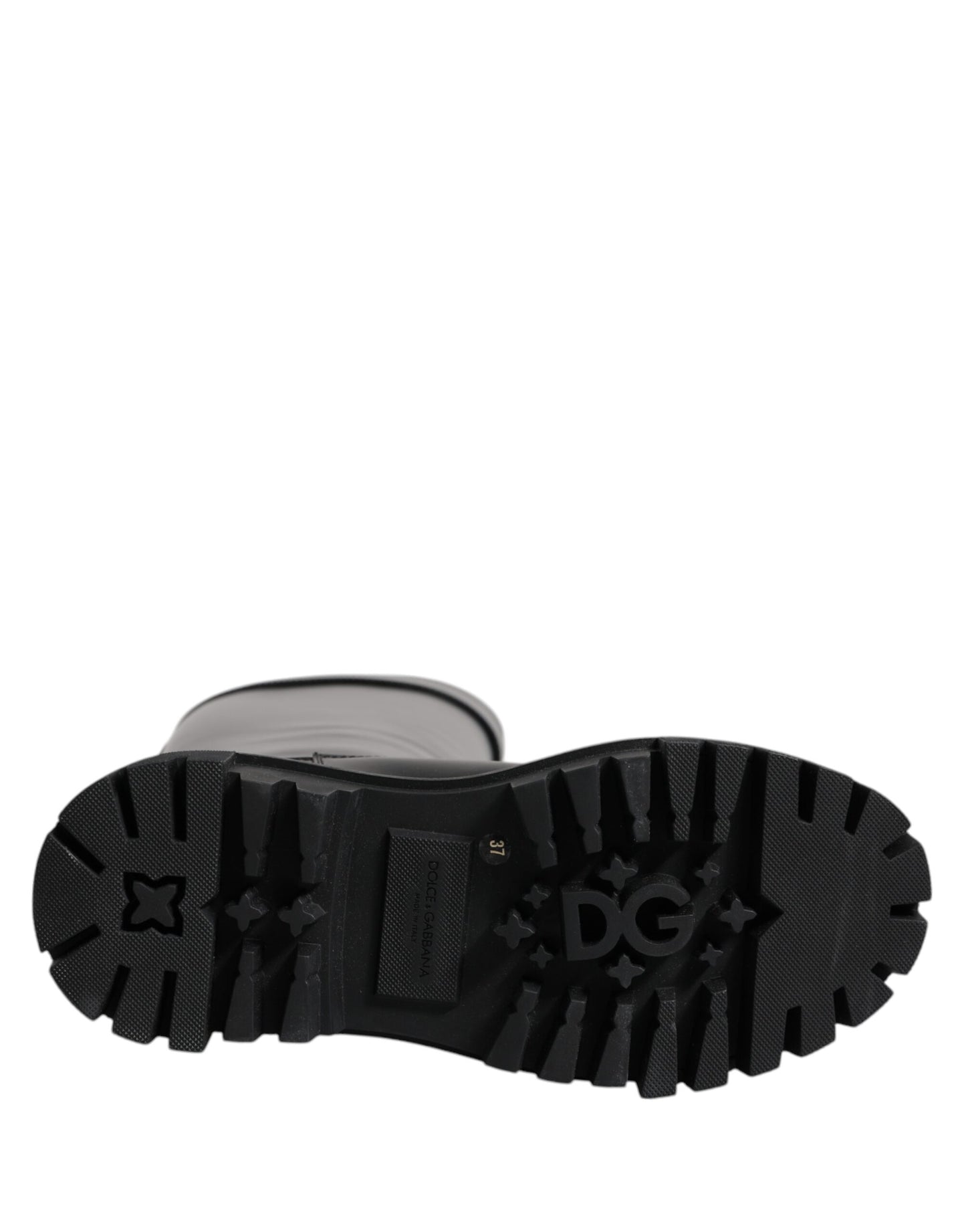 Dolce & Gabbana Black DG Logo Calf Leather High Boots Shoes by Dolce & Gabbana
