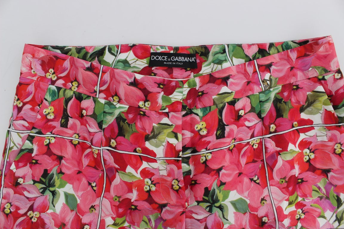 Pantalon capri en soie à fleurs multicolores Dolce & Gabbana
