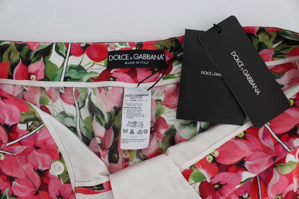 Pantalon capri en soie à fleurs multicolores Dolce & Gabbana