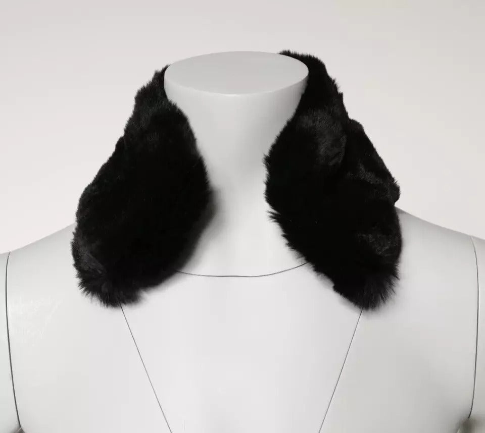 Dolce & Gabbana Black Lamb Fur Collar Women Neck Wrap Scarf by Dolce & Gabbana