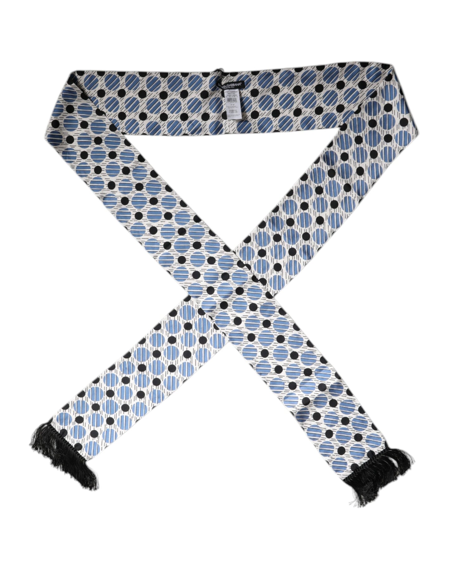 Dolce & Gabbana White Blue Polka Dotted Silk Skinny Scarf by Dolce & Gabbana