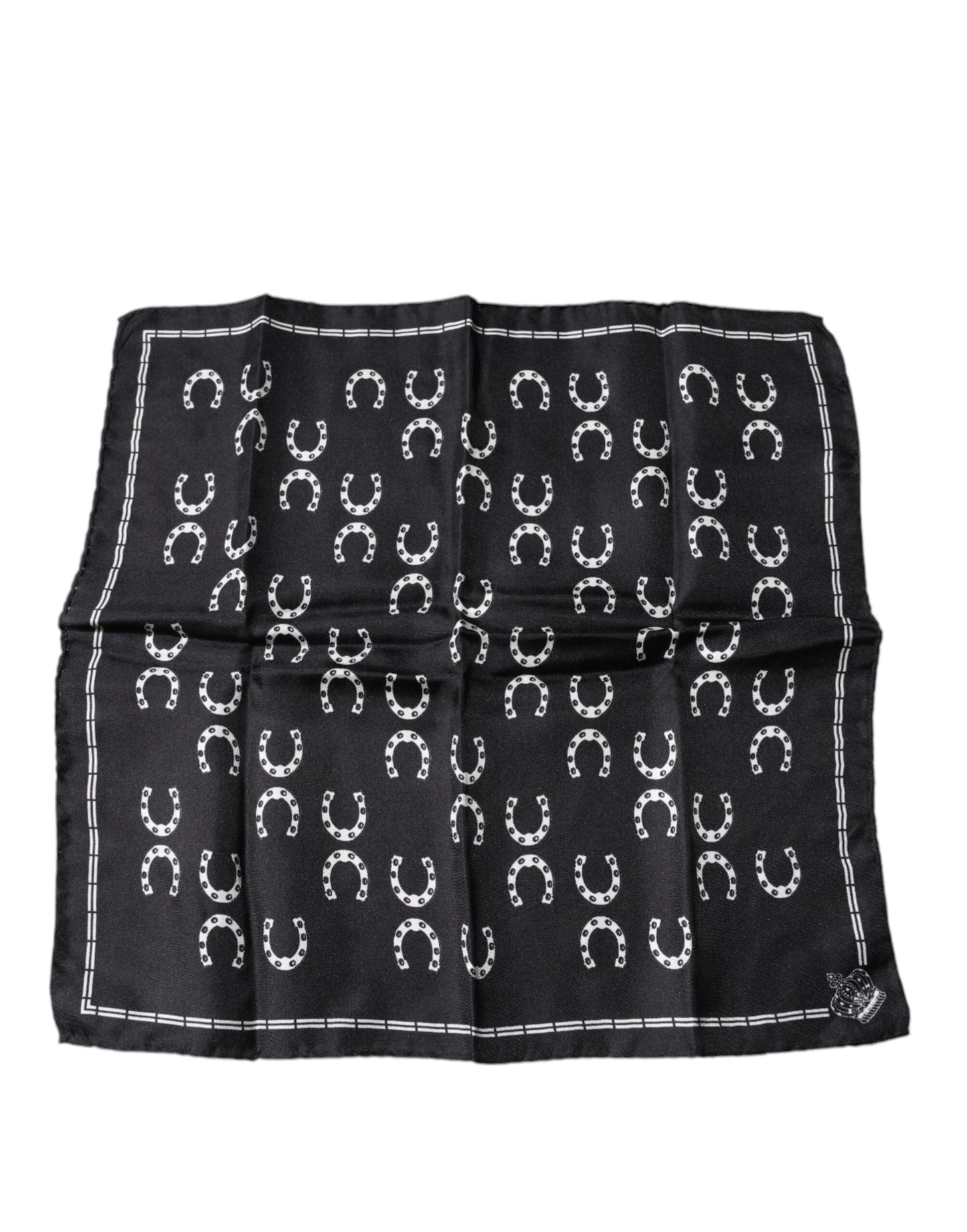 Dolce & Gabbana Black Horseshoe Silk Square Handkerchief Scarf by Dolce & Gabbana