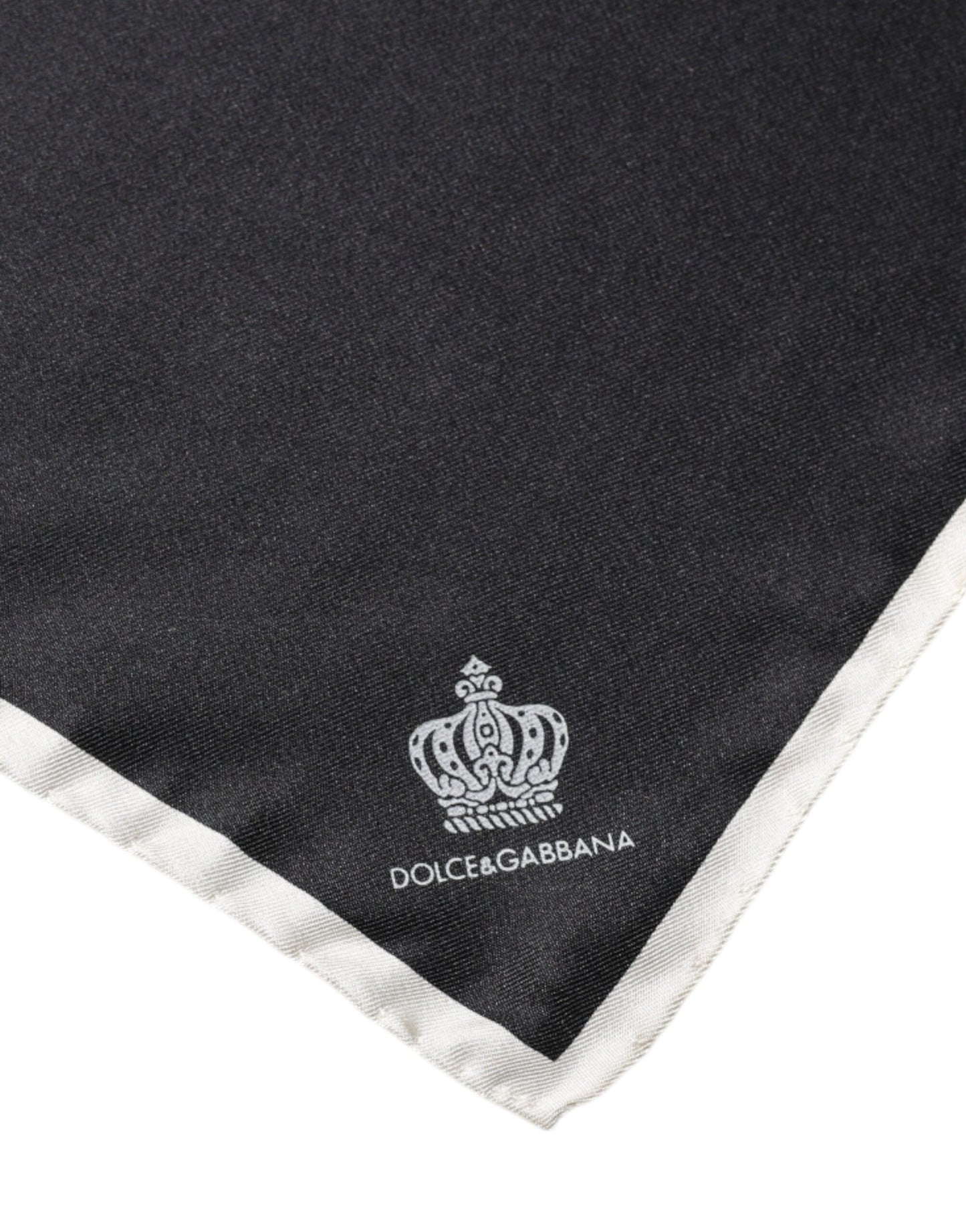 Dolce & Gabbana Black Crown Logo Square Handkerchief Scarf by Dolce & Gabbana
