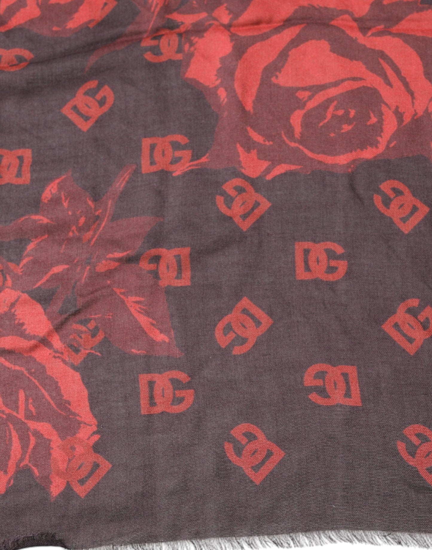 Dolce & Gabbana Black Red Floral Modal Wrap Shawl Scarf by Dolce & Gabbana