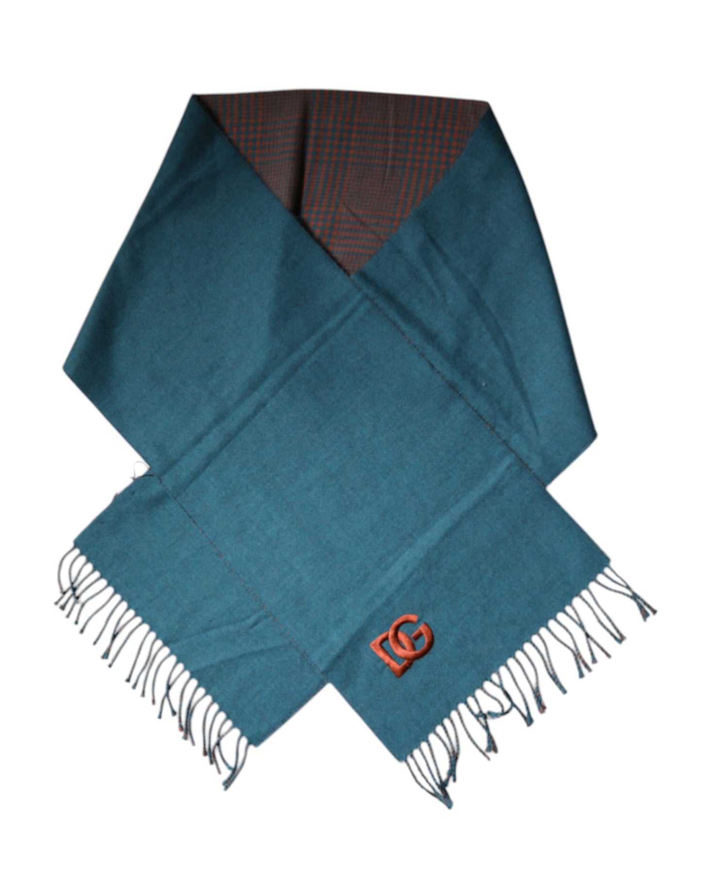 Dolce & Gabbana Blue Green Wool Fringes Wrap Shawl Scarf by Dolce & Gabbana