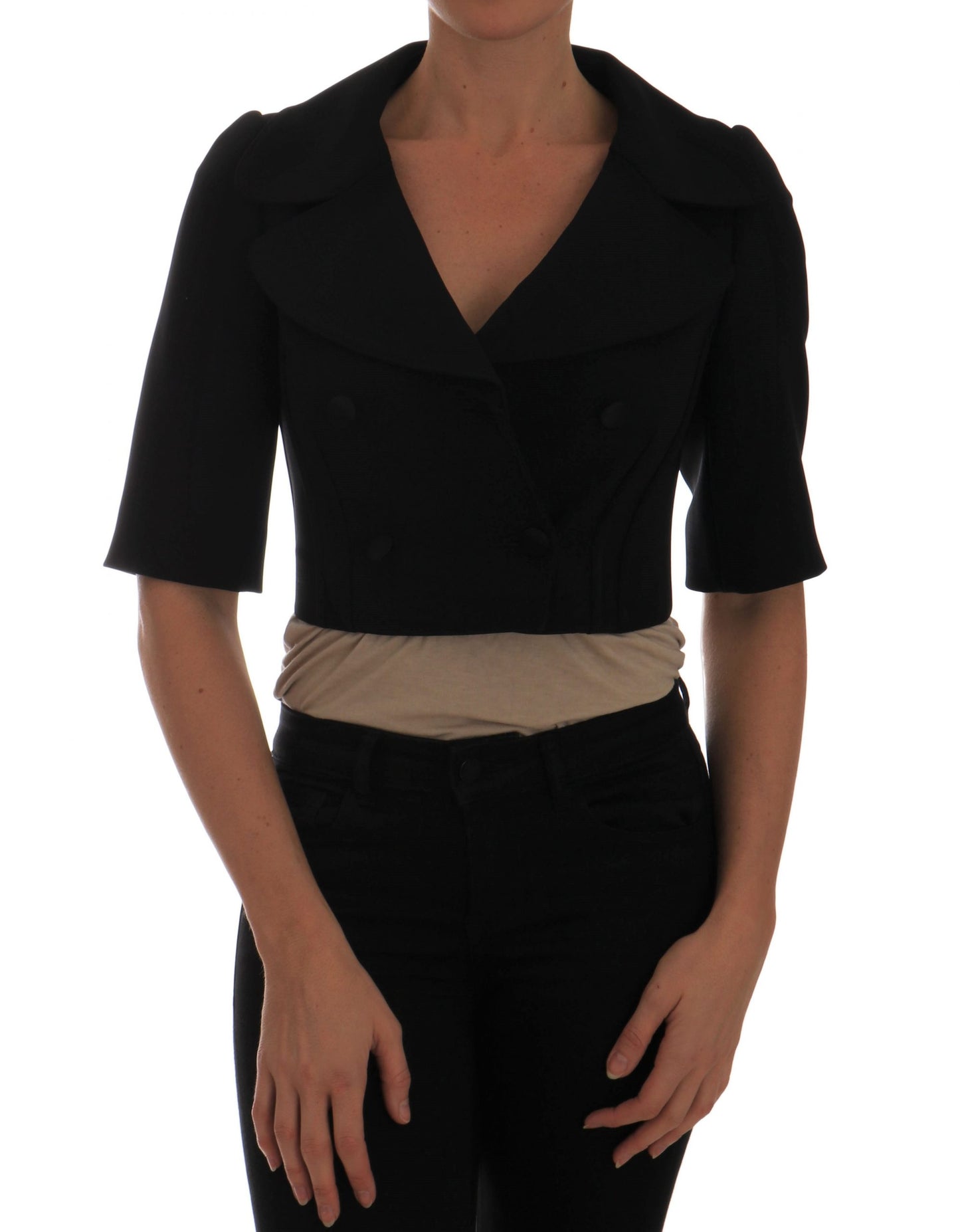 Blazer croisé court noir chic Dolce & Gabbana