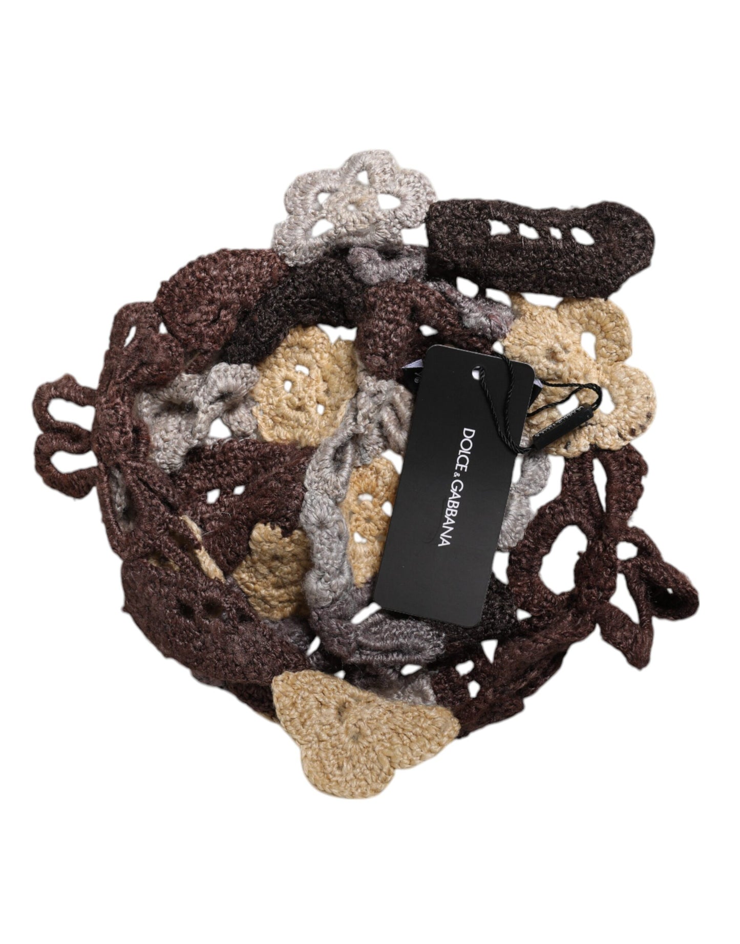 Bonnet en crochet de soie à fleurs multicolores Dolce & Gabbana