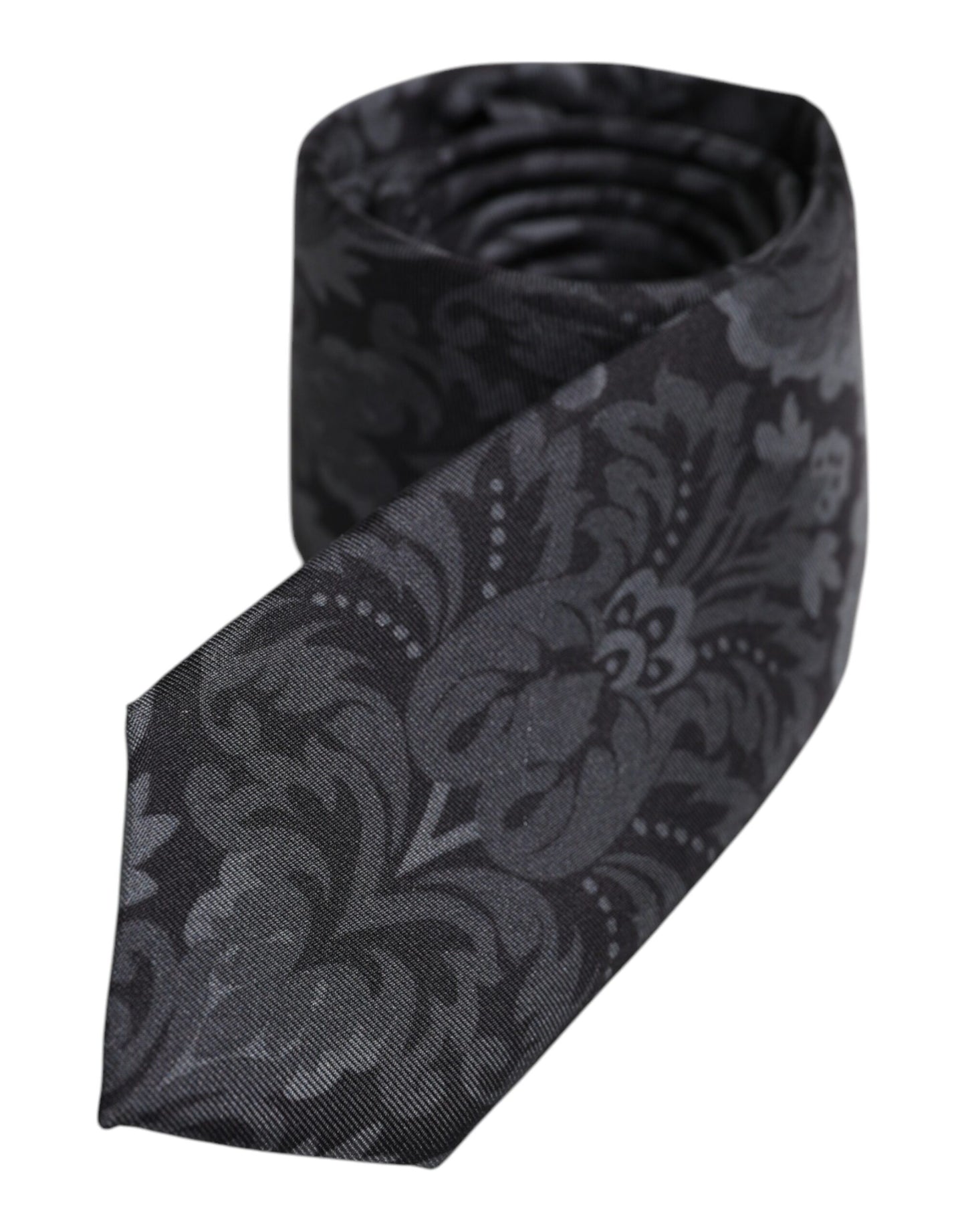 Cravate ajustable à imprimé floral noir et gris Dolce & Gabbana