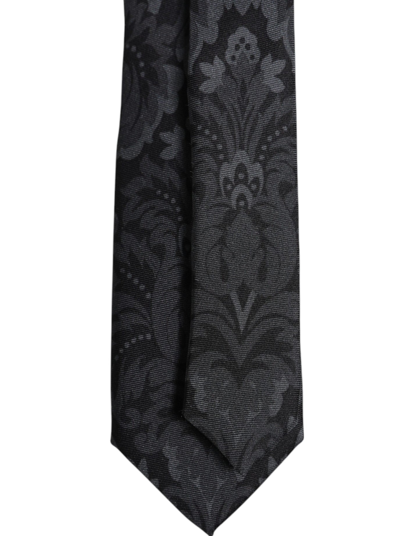 Cravate ajustable à imprimé floral noir et gris Dolce & Gabbana