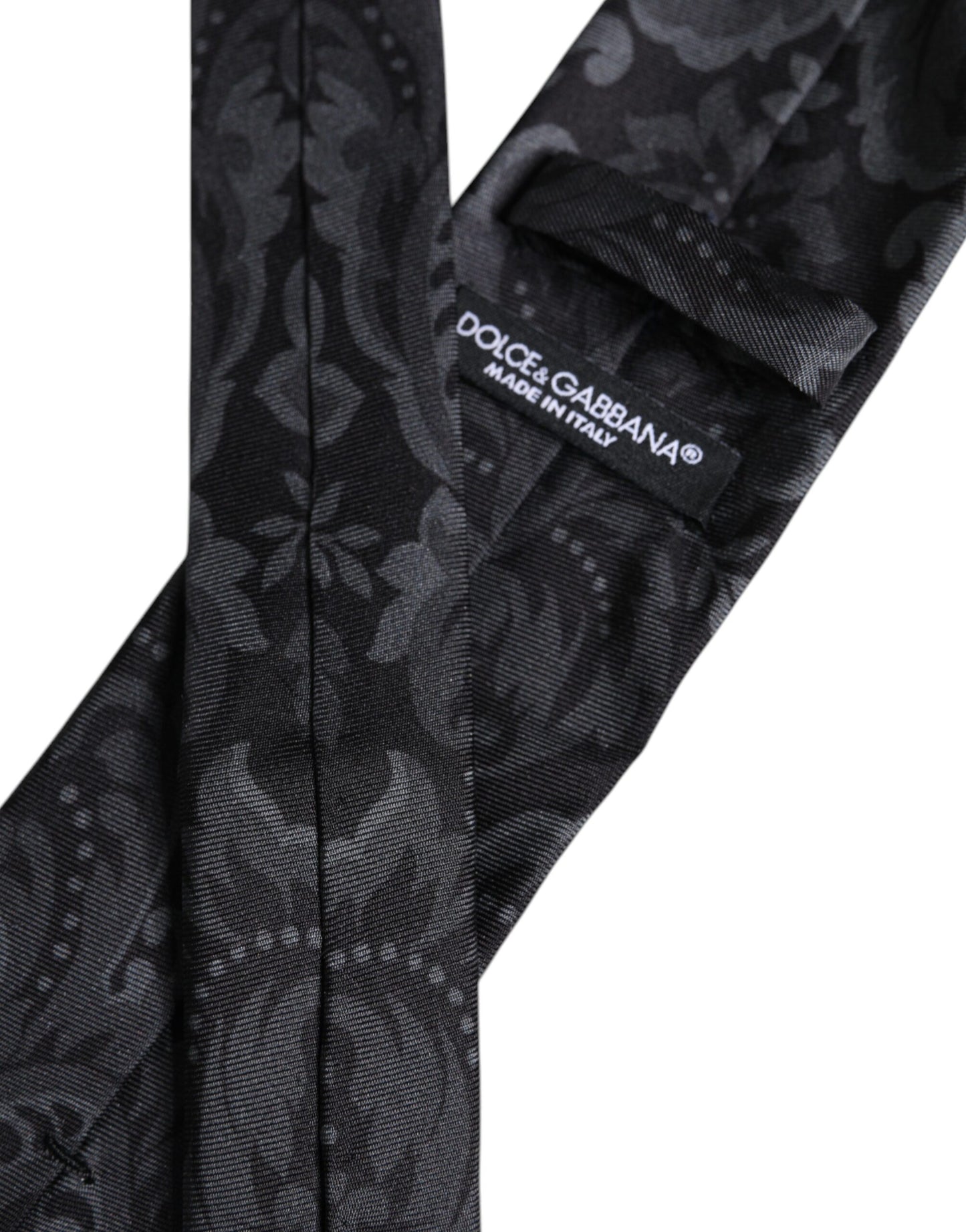 Cravate ajustable à imprimé floral noir et gris Dolce & Gabbana