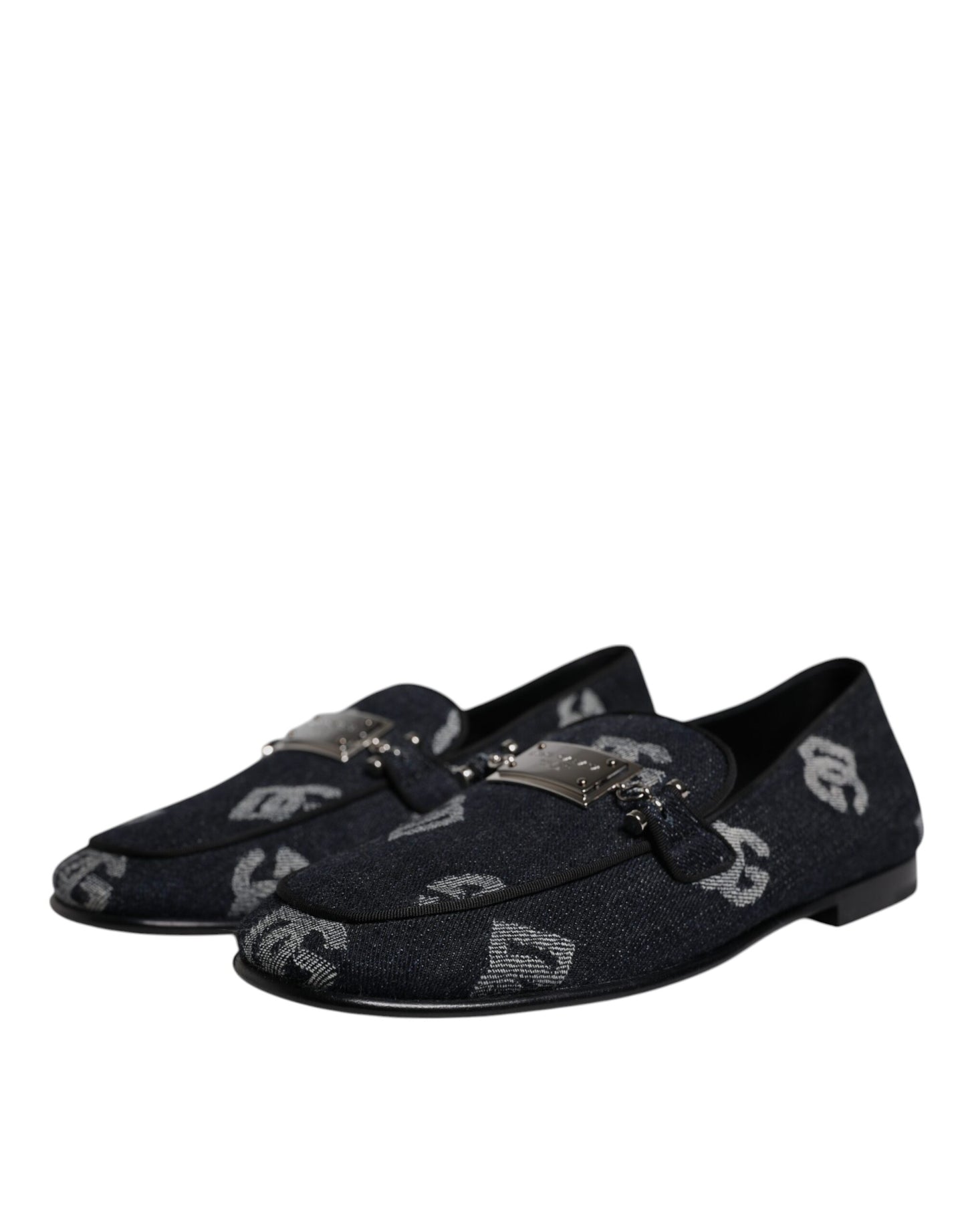 Mocassins en coton à logo noir Dolce & Gabbana, chaussures habillées habillées