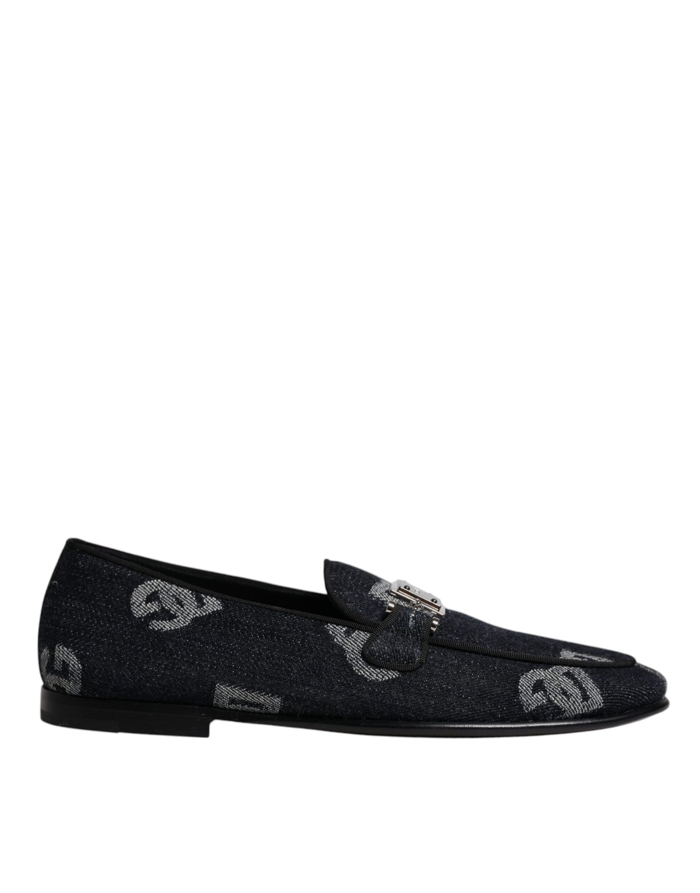 Mocassins en coton à logo noir Dolce & Gabbana, chaussures habillées habillées