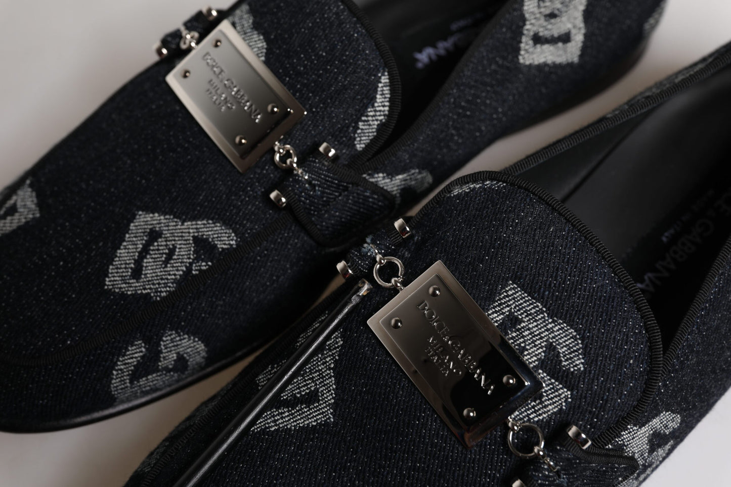 Mocassins en coton à logo noir Dolce & Gabbana, chaussures habillées habillées