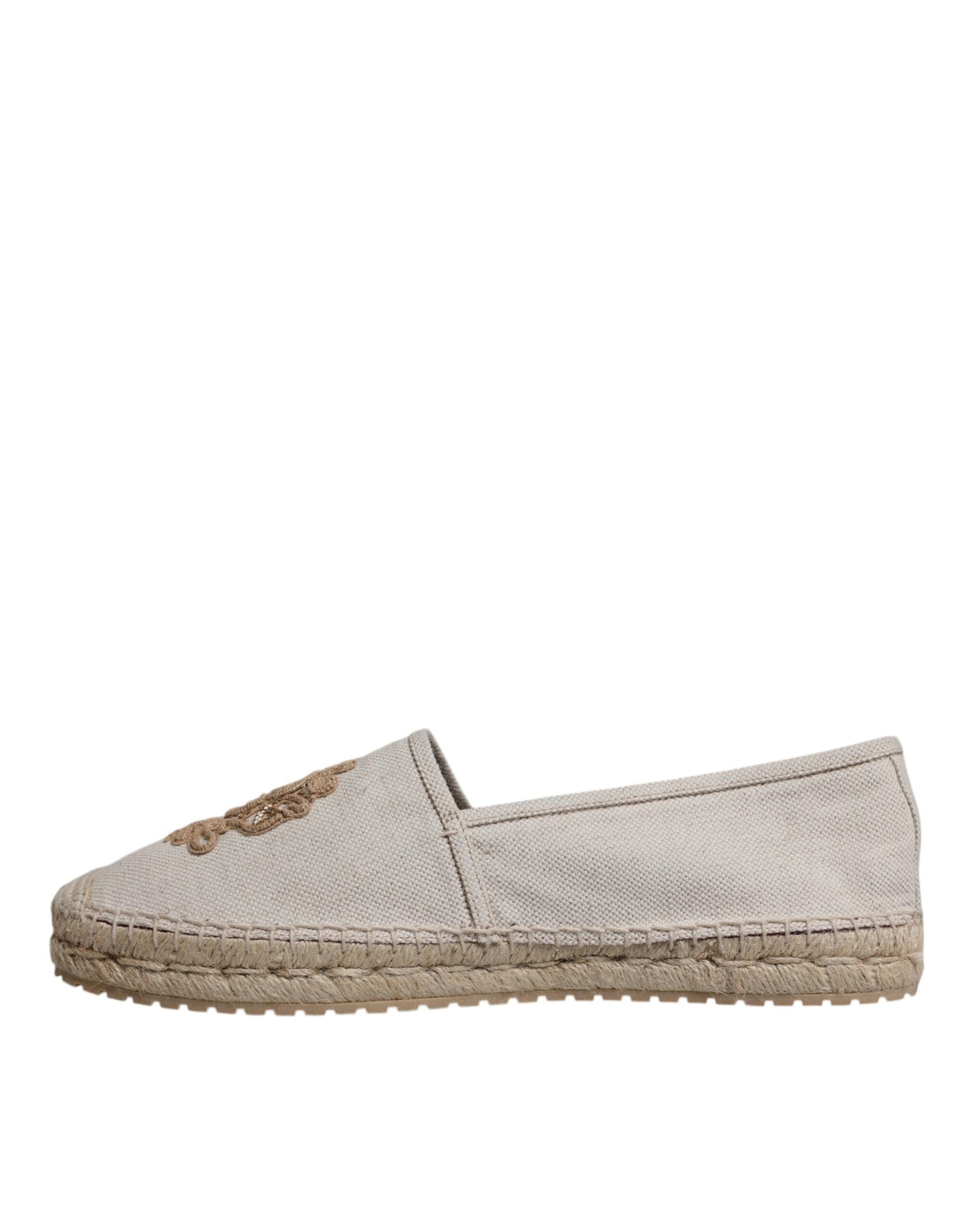 Espadrilles à enfiler en toile brodée beige Dolce & Gabbana
