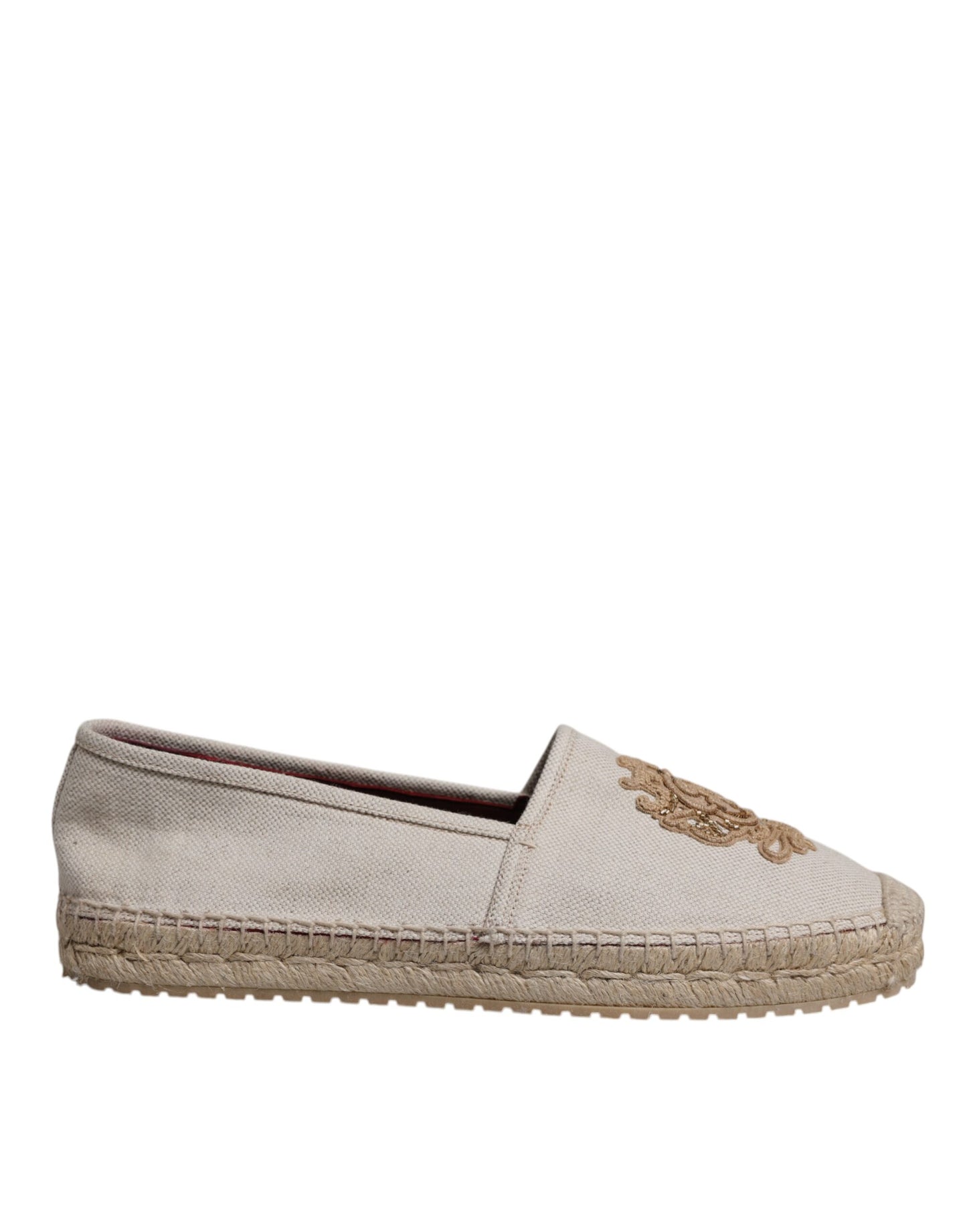 Espadrilles à enfiler en toile brodée beige Dolce & Gabbana