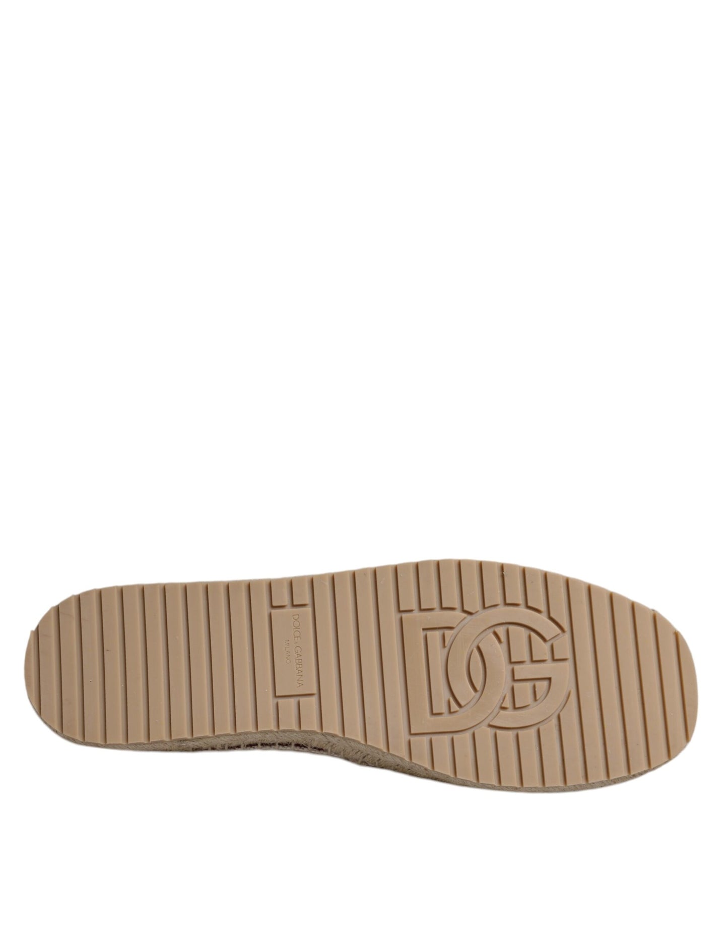 Espadrilles à enfiler en toile brodée beige Dolce & Gabbana