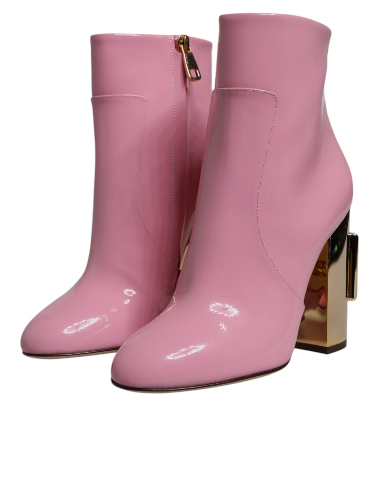 Dolce & Gabbana Pink Patent Leather Heel Mid Calf Boots Shoes by Dolce & Gabbana