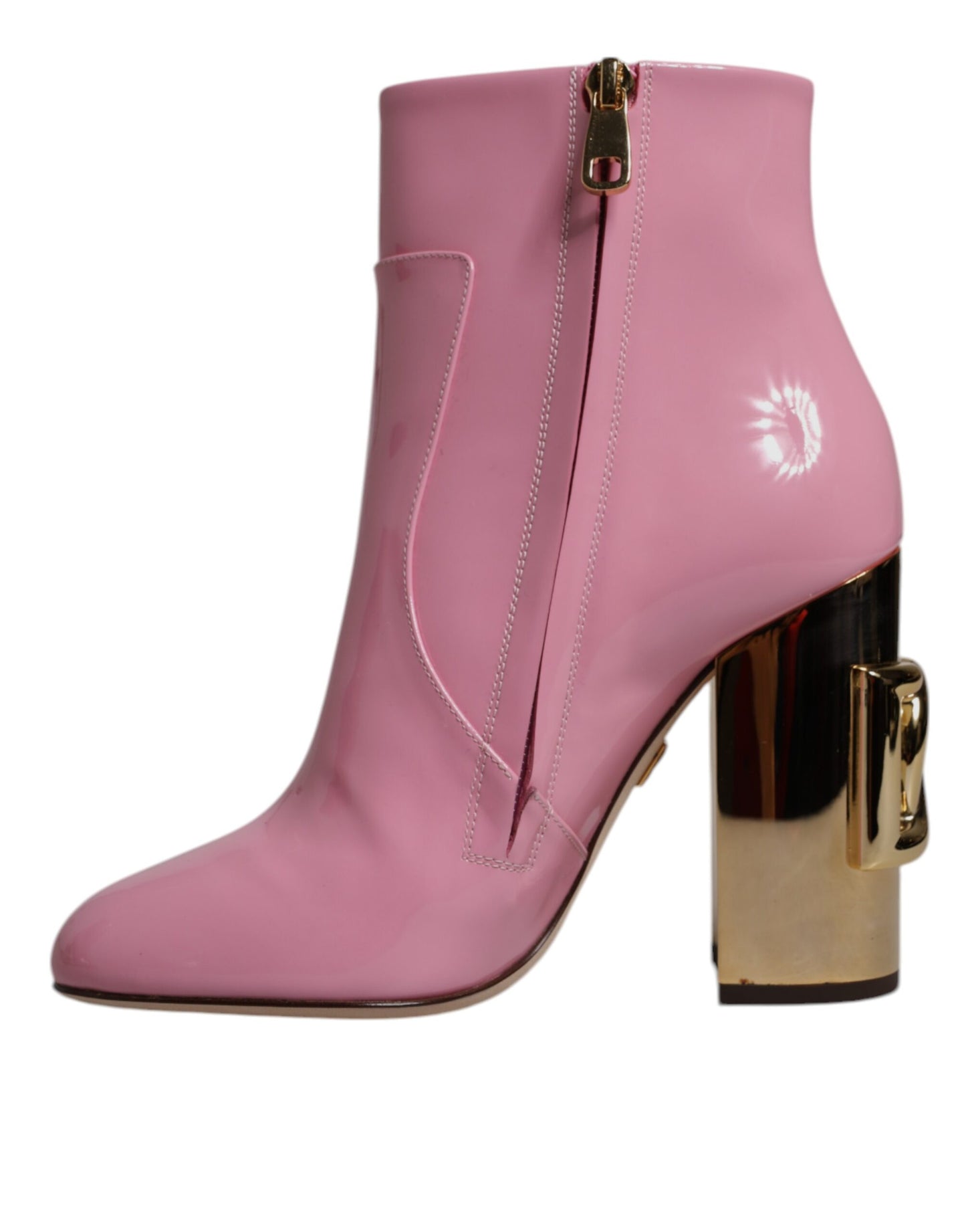Dolce & Gabbana Pink Patent Leather Heel Mid Calf Boots Shoes by Dolce & Gabbana