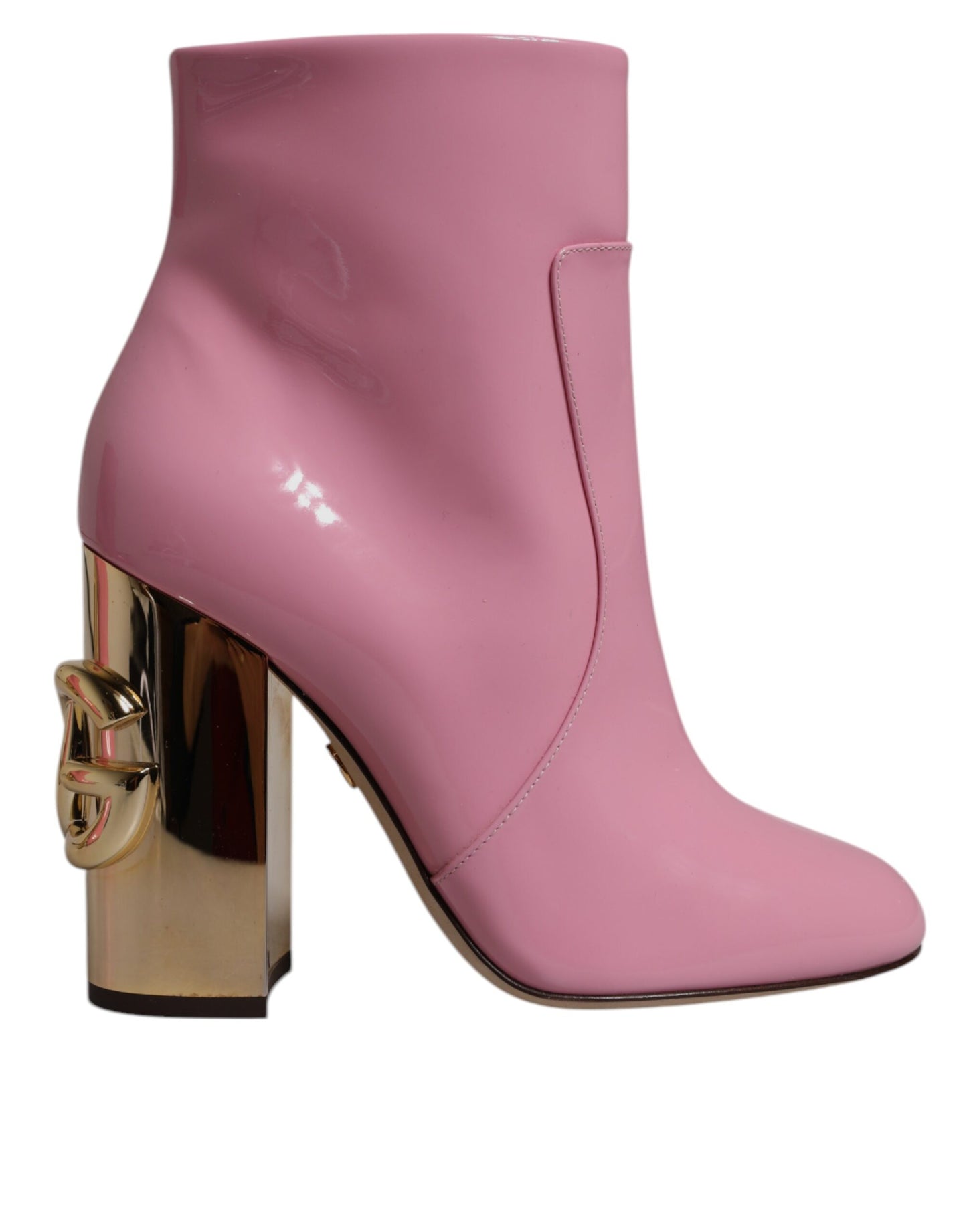 Dolce & Gabbana Pink Patent Leather Heel Mid Calf Boots Shoes by Dolce & Gabbana
