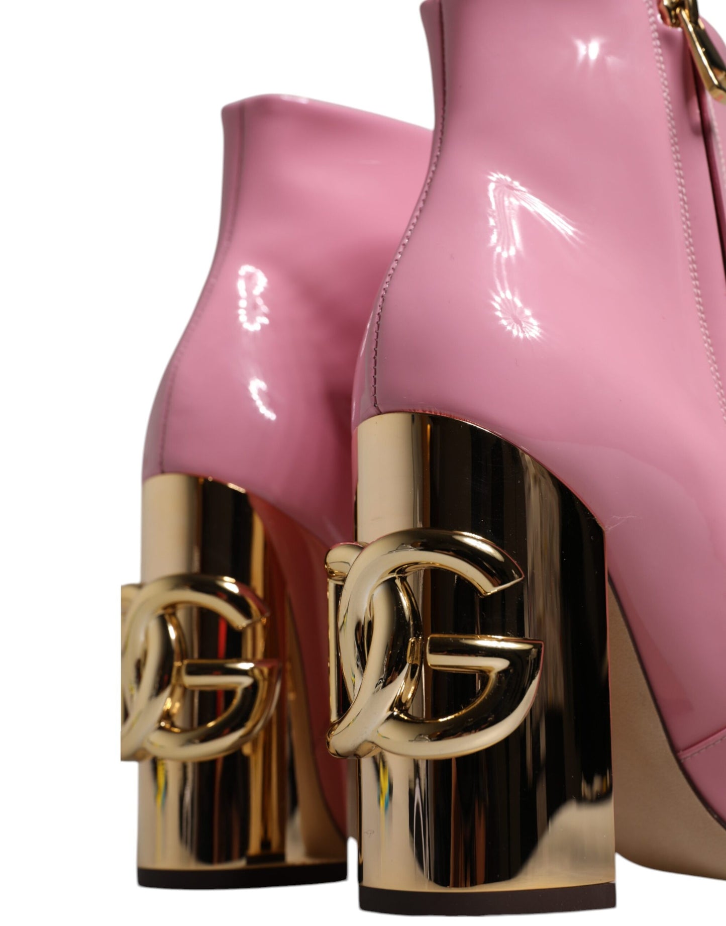 Dolce & Gabbana Pink Patent Leather Heel Mid Calf Boots Shoes by Dolce & Gabbana