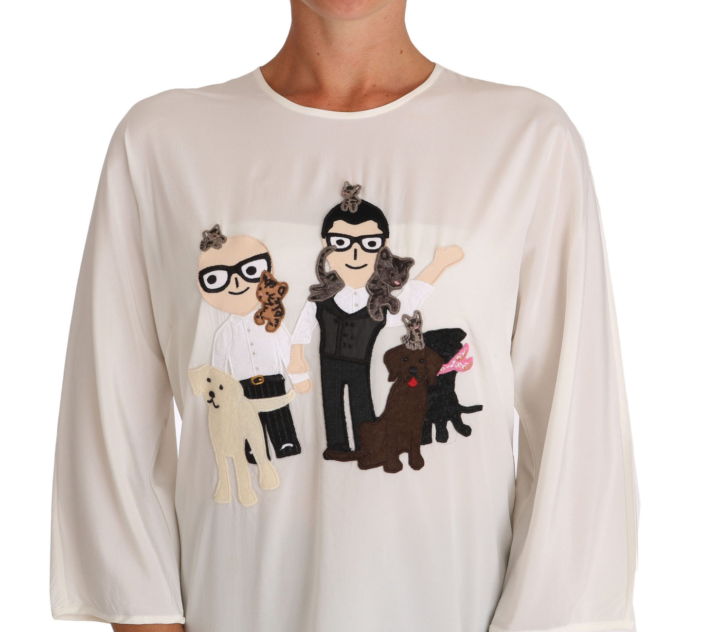 Haut en soie à appliqués Dolce & Gabbana Chic Figure Family