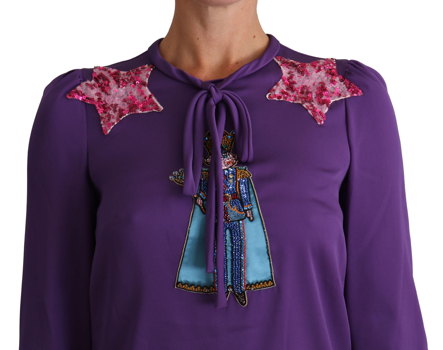 Chemisier en soie violet enchanté Dolce & Gabbana à cristaux