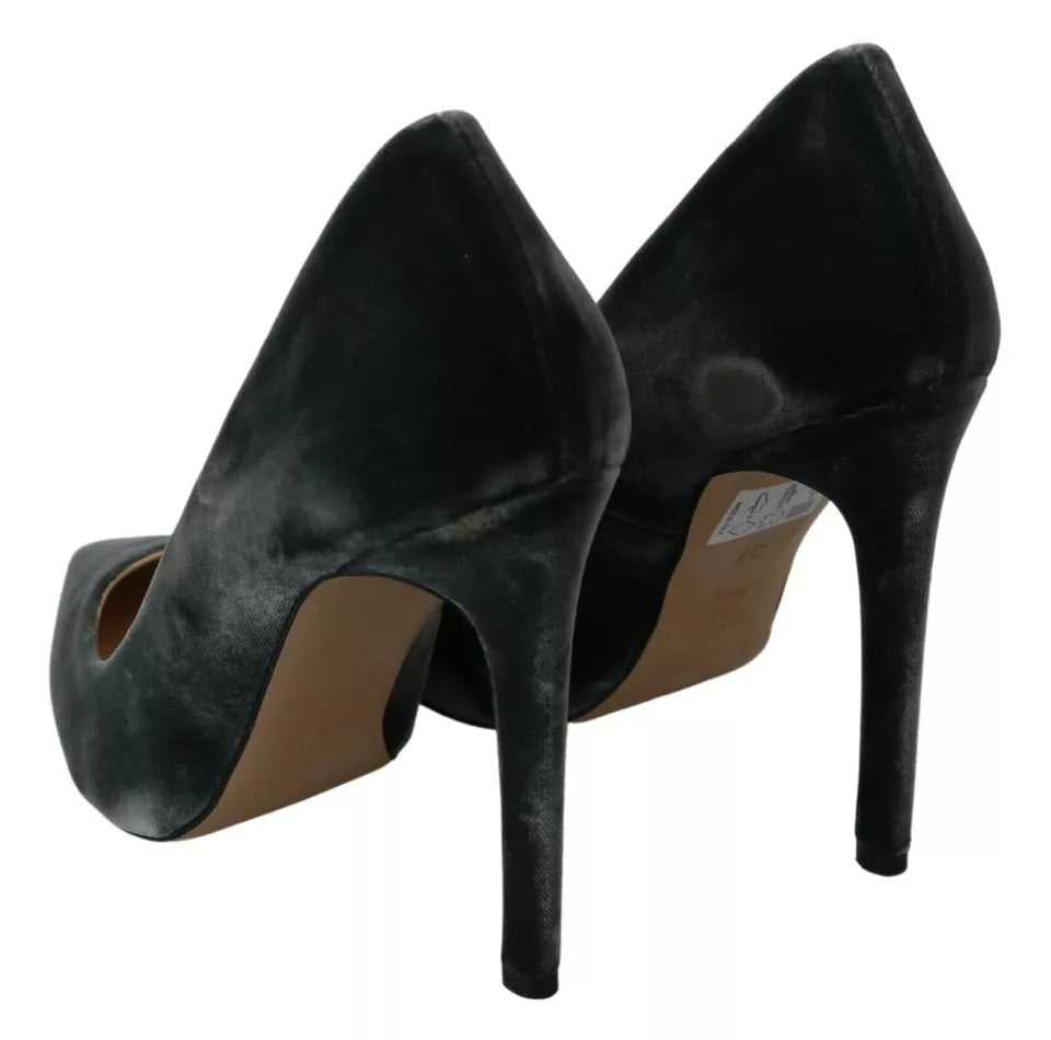 Escarpins à talons aiguilles en velours gris Ovyé