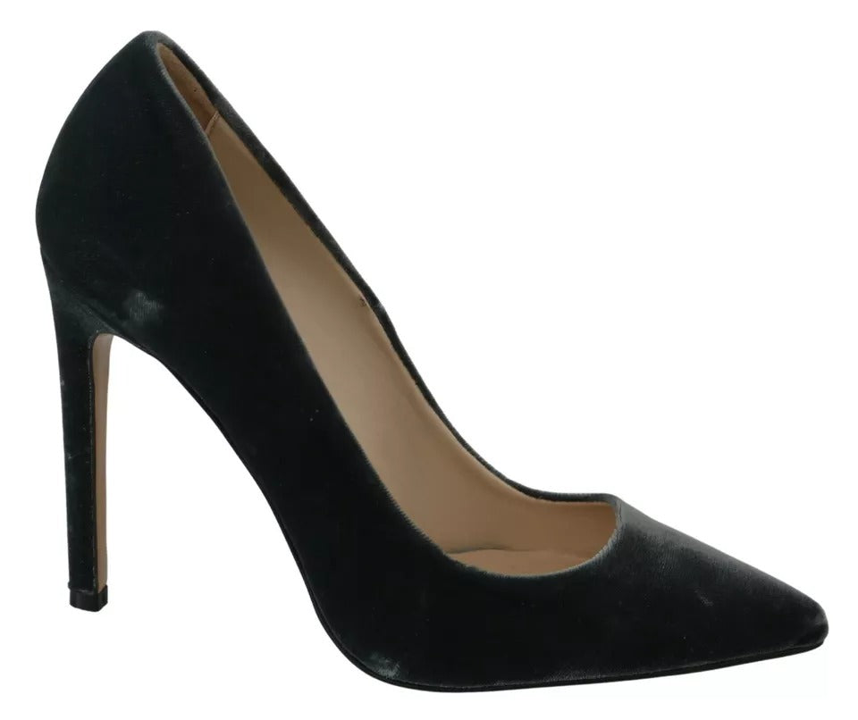 Escarpins à talons aiguilles en velours gris Ovyé