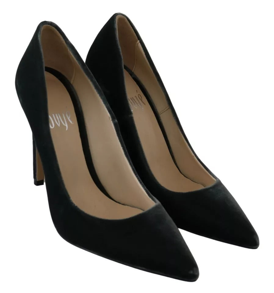 Escarpins à talons aiguilles en velours gris Ovyé