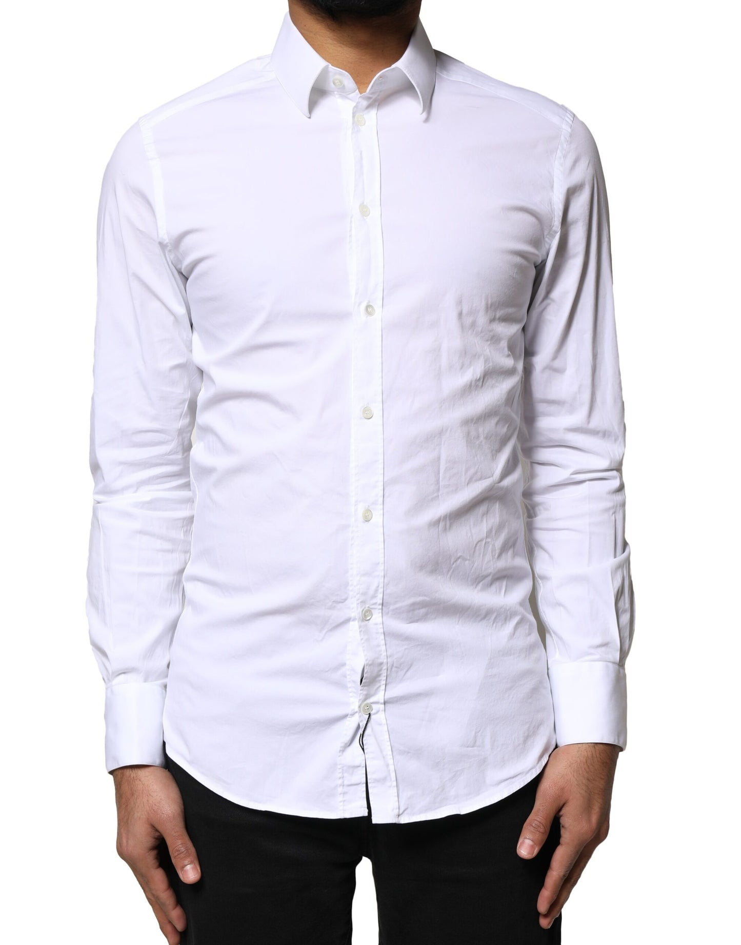Dolce & Gabbana White GOLD Cotton Long Sleeves Dress Shirt by Dolce & Gabbana