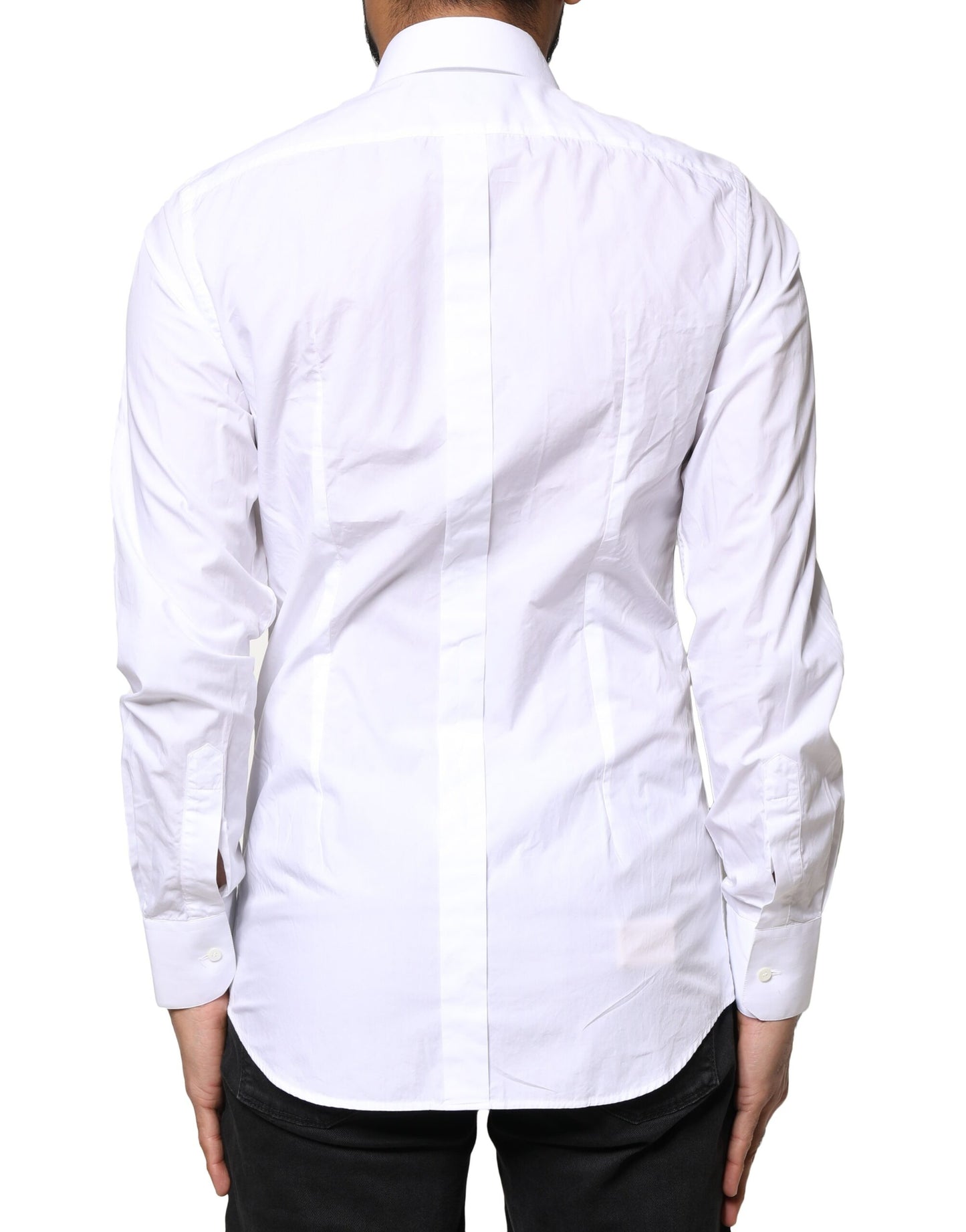Dolce & Gabbana White GOLD Cotton Long Sleeves Men Dress Shirt by Dolce & Gabbana