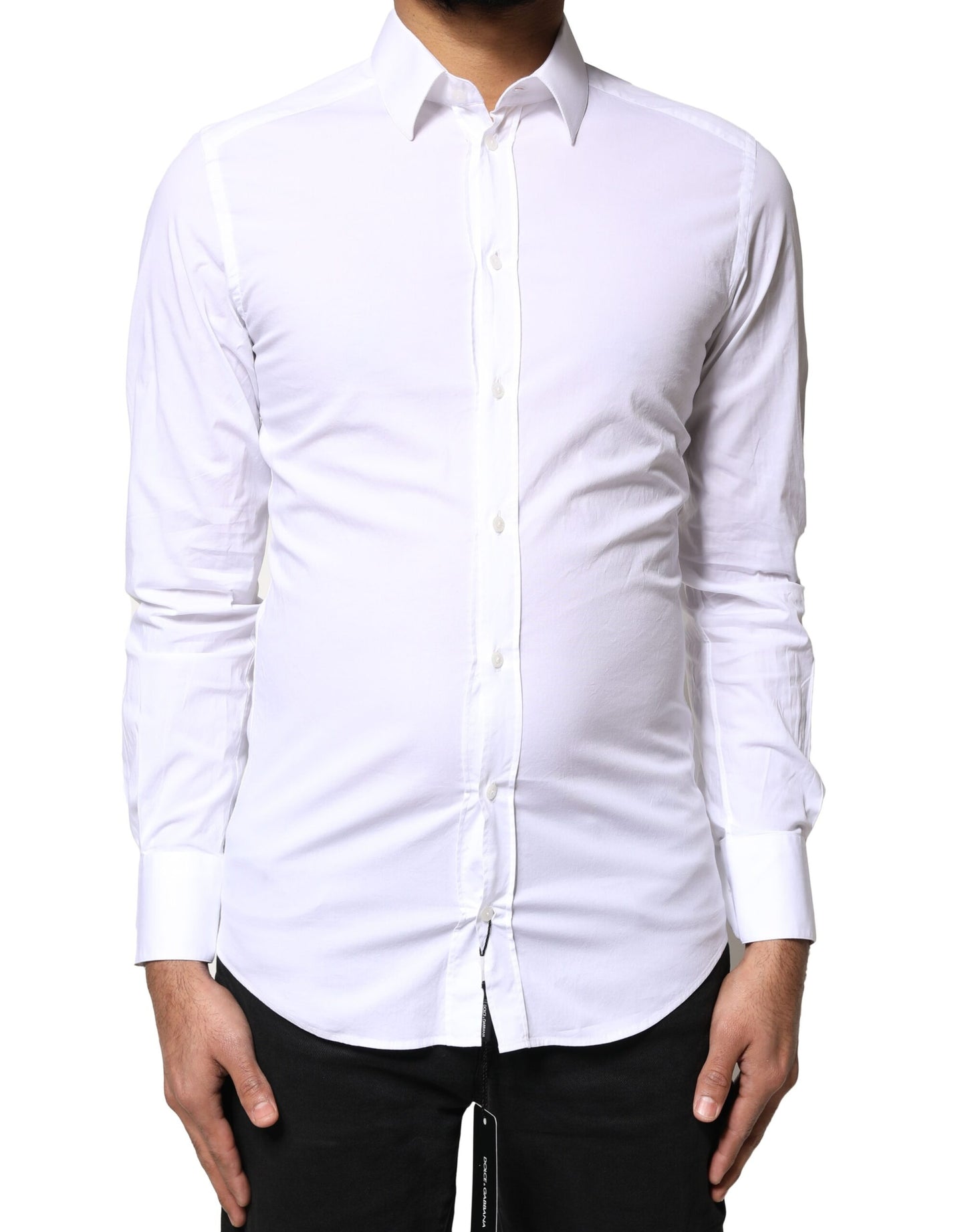 Dolce & Gabbana White GOLD Cotton Long Sleeves Dress Shirt by Dolce & Gabbana