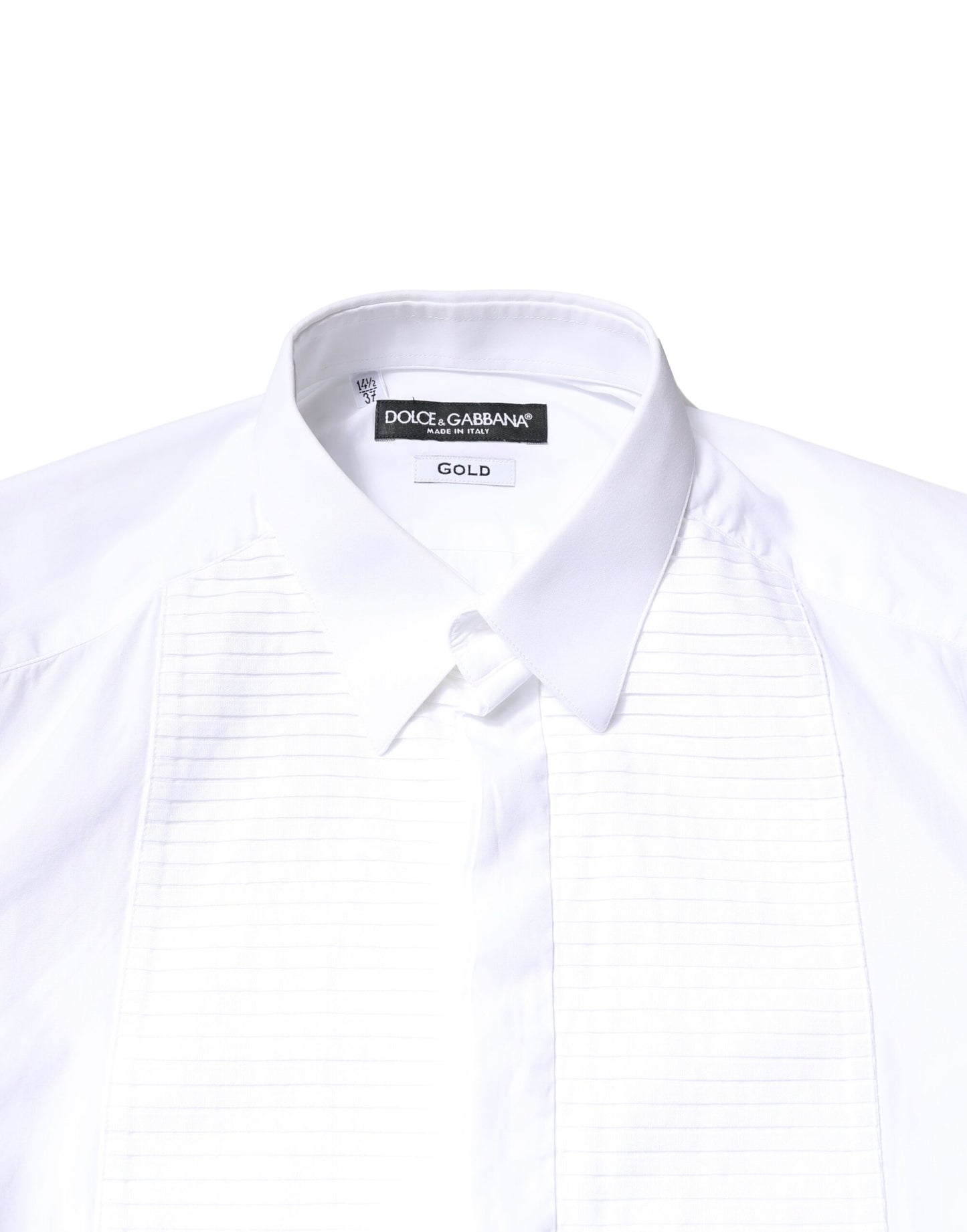 Dolce & Gabbana White GOLD Cotton Poplin Bib Men Dress Shirt by Dolce & Gabbana