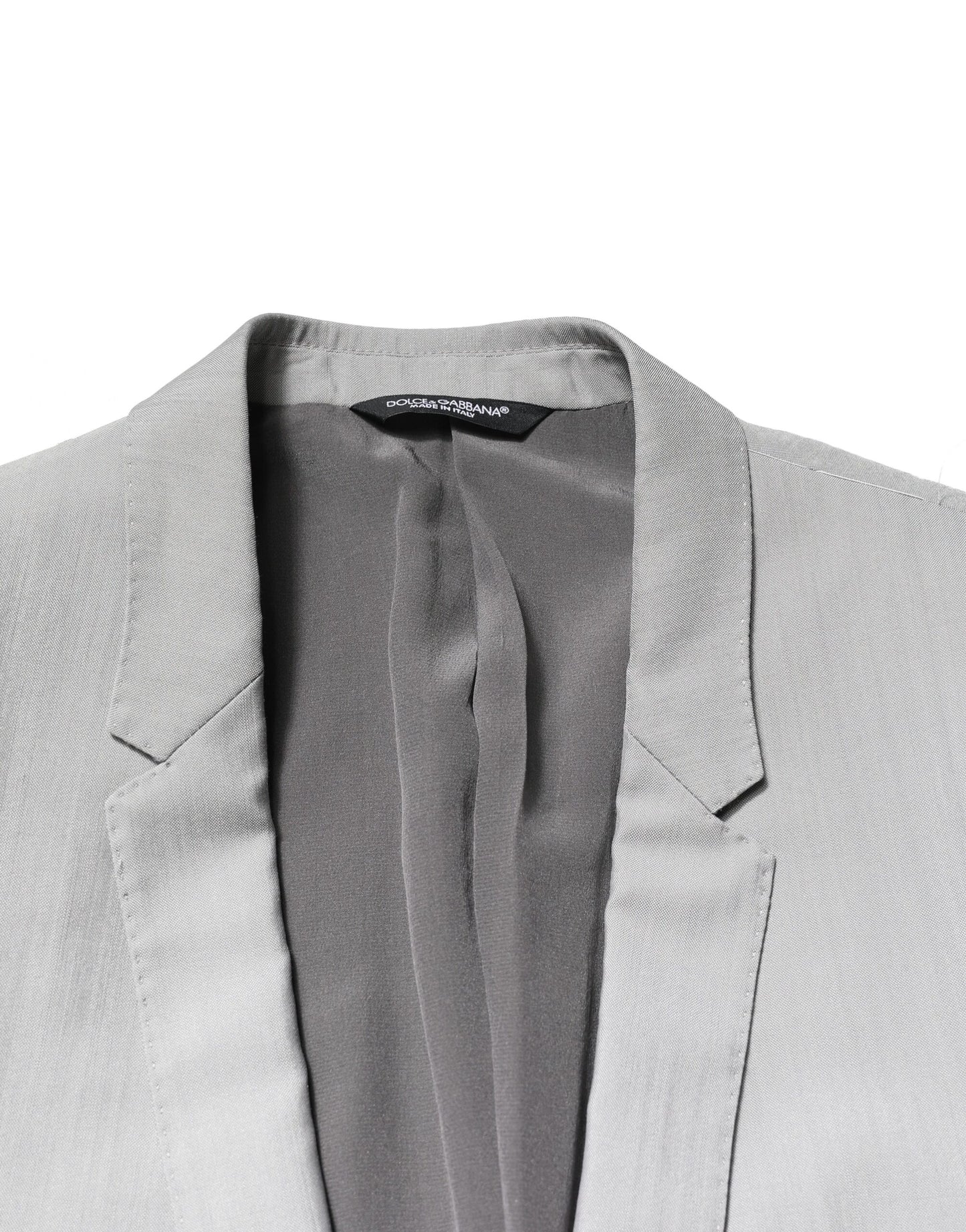 Costume deux pièces en laine gris clair Dolce & Gabbana, coupe formelle, couleur or