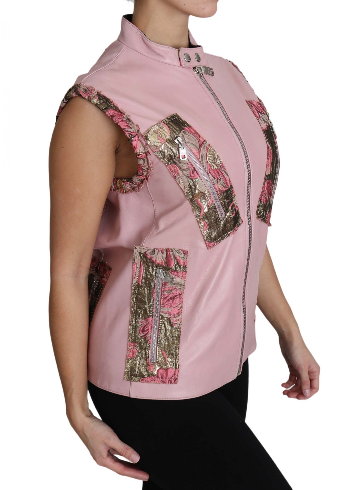 Dolce & Gabbana Superbe gilet sans manches en cuir rose