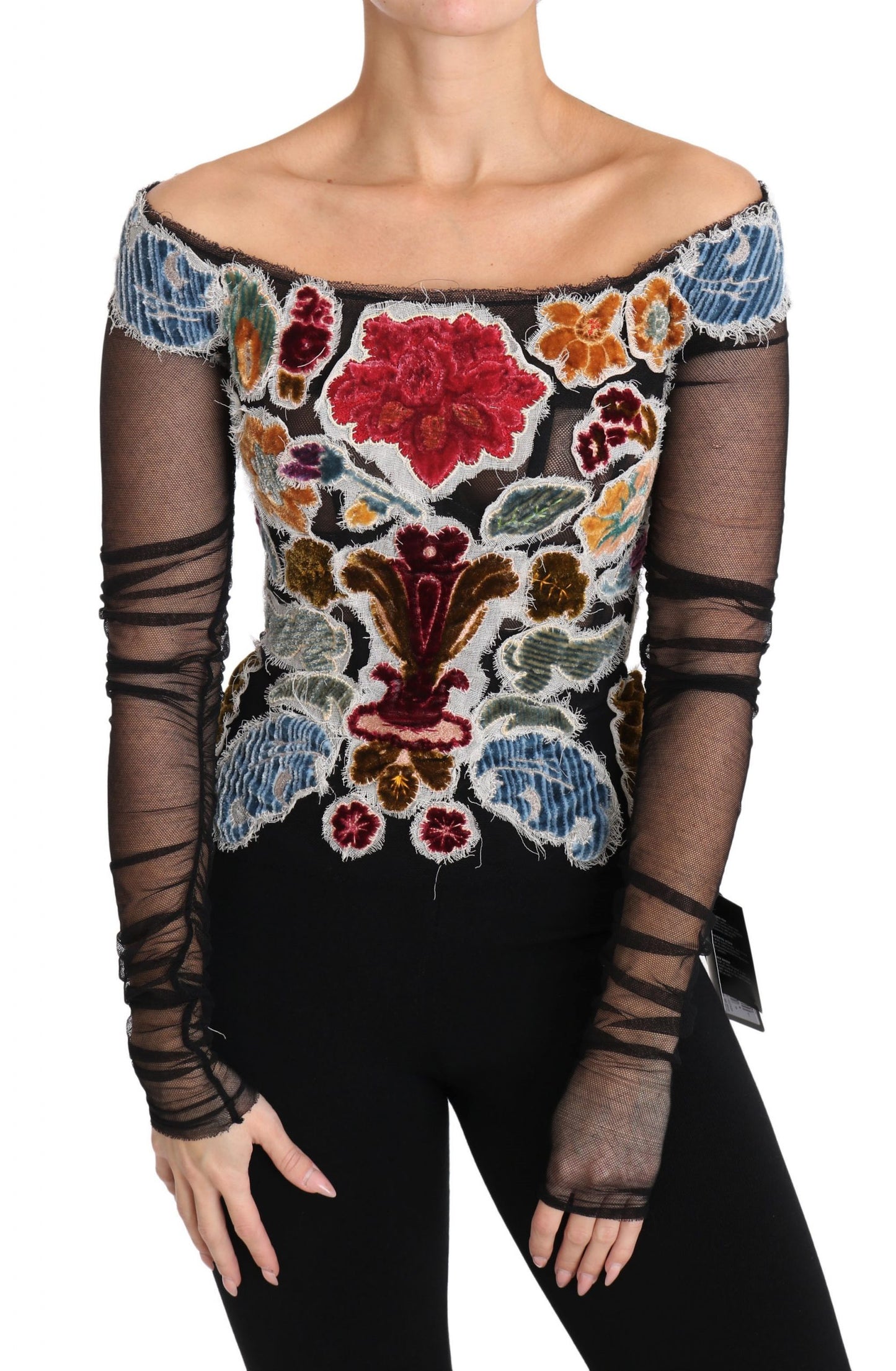 Dolce & Gabbana Haut élégant à manches longues et appliqués floraux