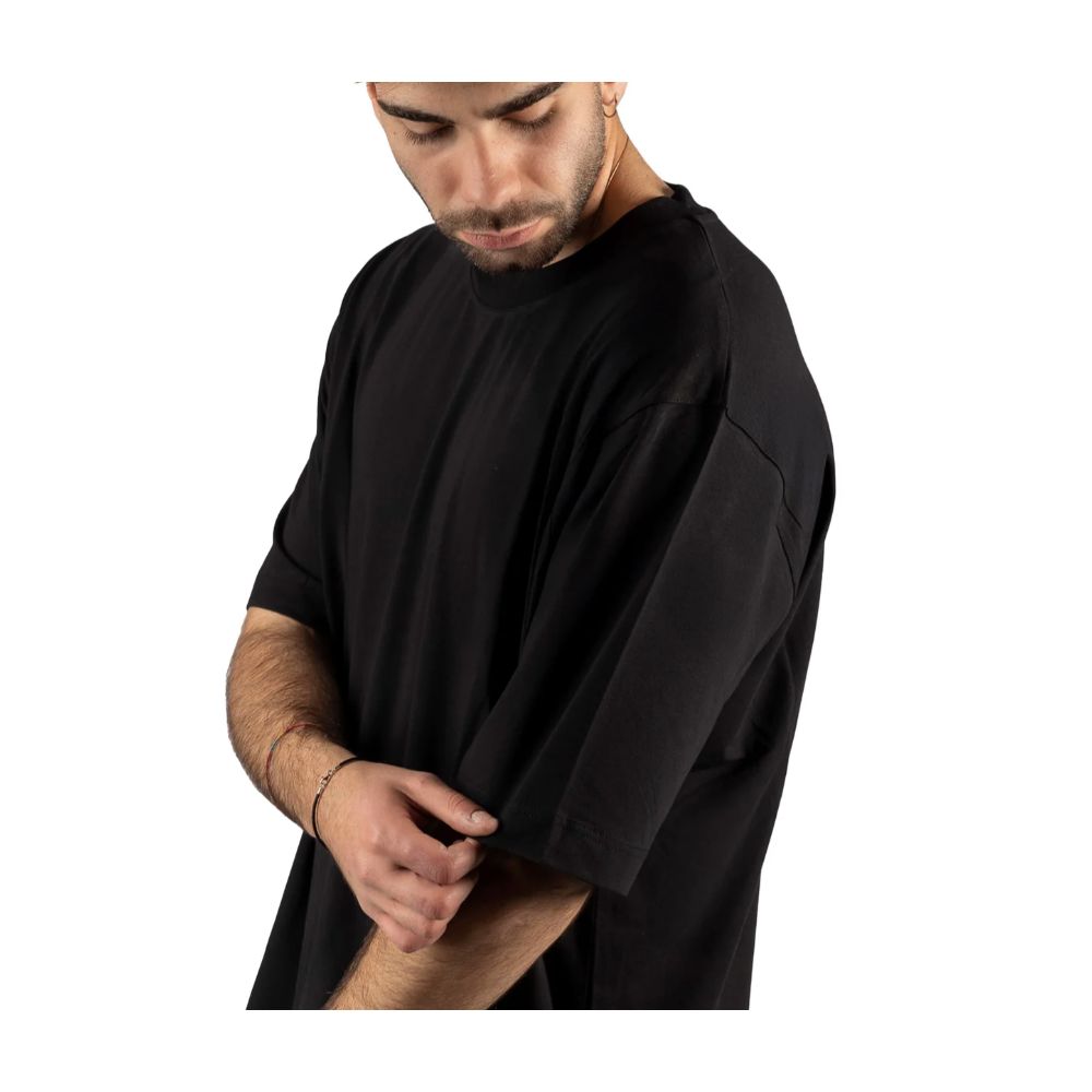 Alpha Studio Black Cotton T-Shirt by Alpha Studio